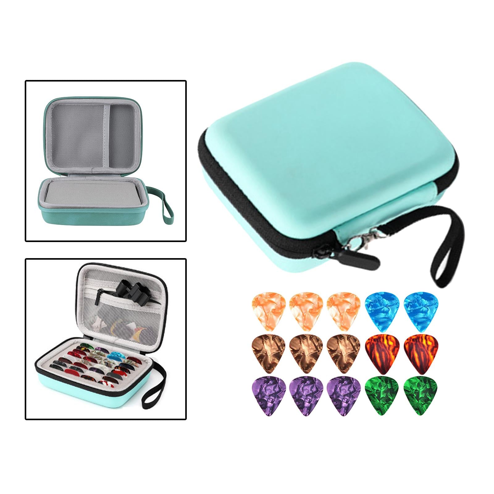 Leather Guitar Picks Holder Case Plectrums Bag for Guitar Pick Blue
