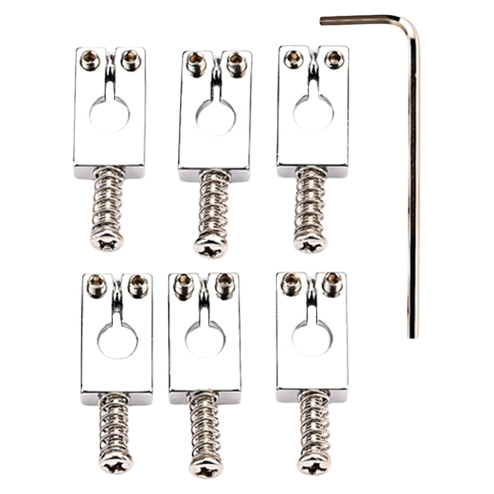 6x Guitar Bridge Rolling Saddles Easy Install Silver for Electric Guitar