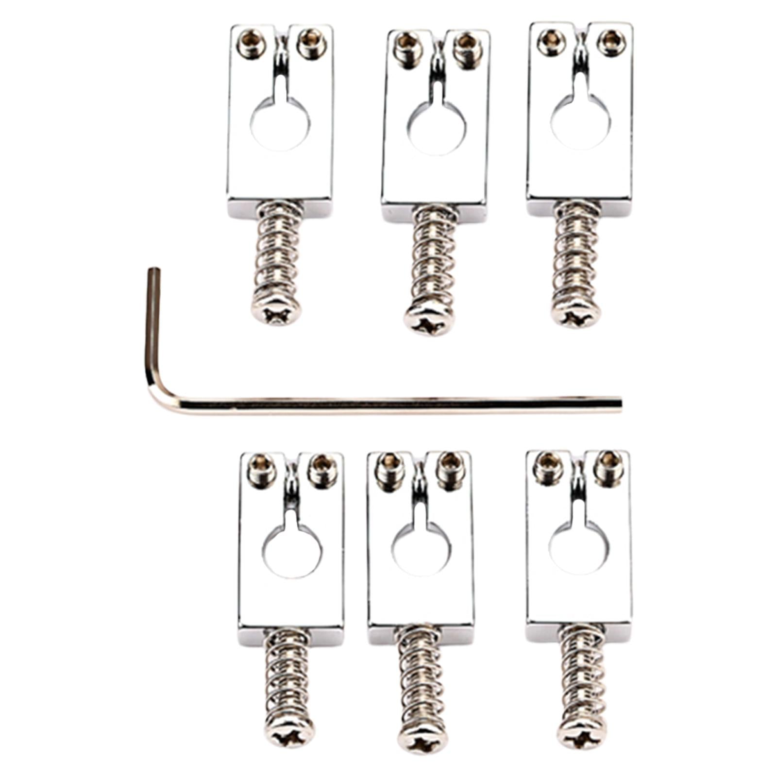6x Guitar Bridge Rolling Saddles Easy Install Silver for Electric Guitar