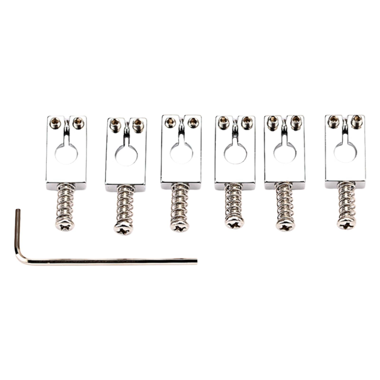 6x Guitar Bridge Rolling Saddles Easy Install Silver for Electric Guitar