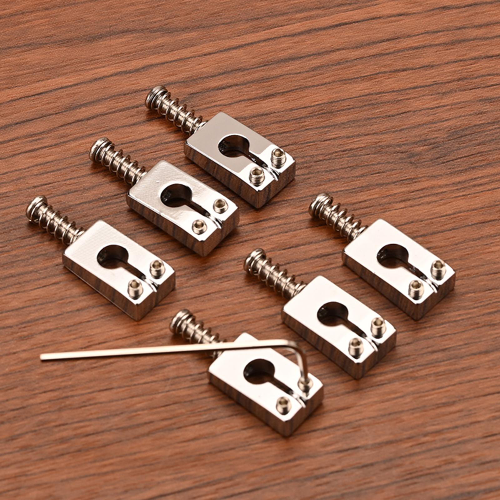 6x Guitar Bridge Rolling Saddles Easy Install Silver for Electric Guitar