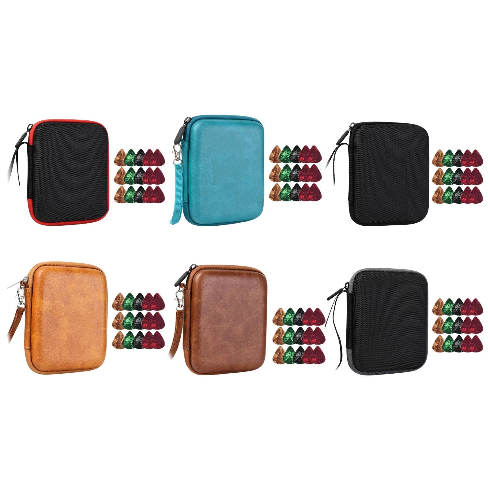 Guitar Pick Holder W/ 15 Guitar Picks Multi-Function Universal Protective Brown