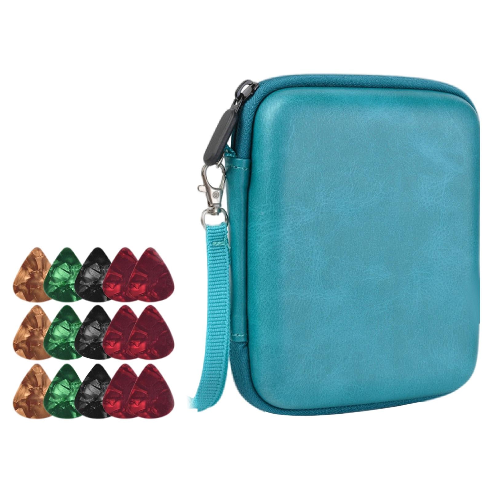 Guitar Pick Holder W/ 15 Guitar Picks Multi-Function Universal Protective Blue
