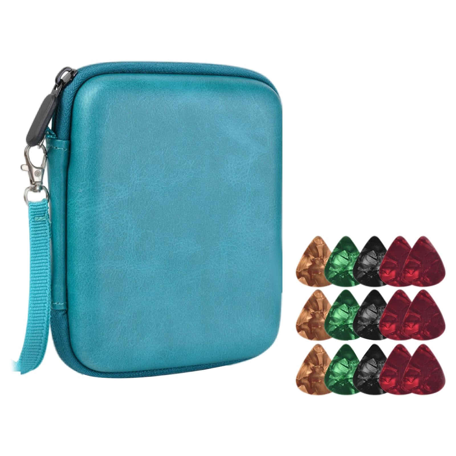 Guitar Pick Holder W/ 15 Guitar Picks Multi-Function Universal Protective Blue