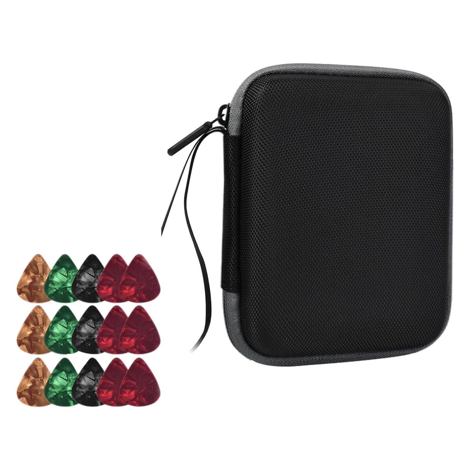 Guitar Pick Holder W/ 15 Guitar Picks Multi-Function Universal Protective Black Grey