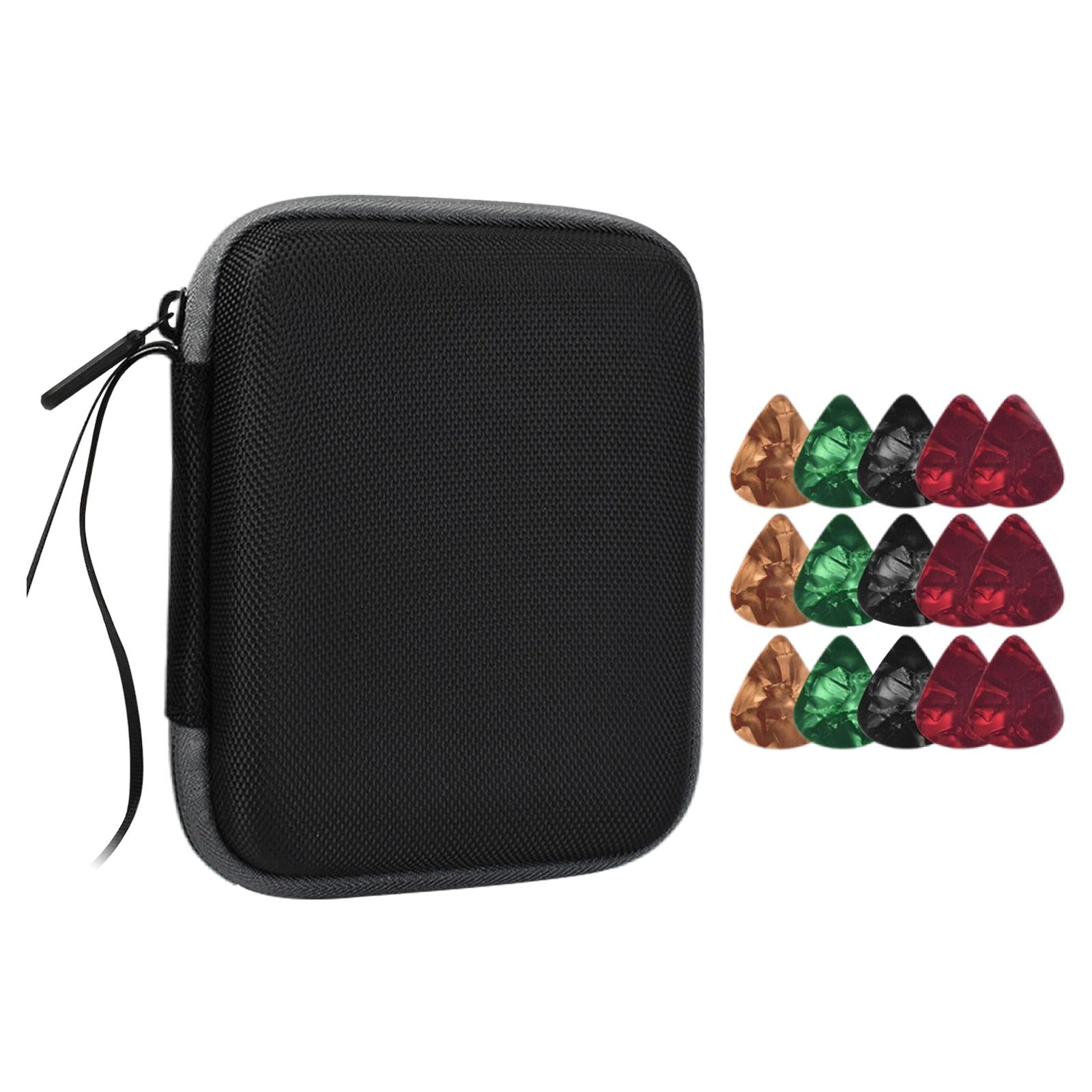 Guitar Pick Holder W/ 15 Guitar Picks Multi-Function Universal Protective Black Grey