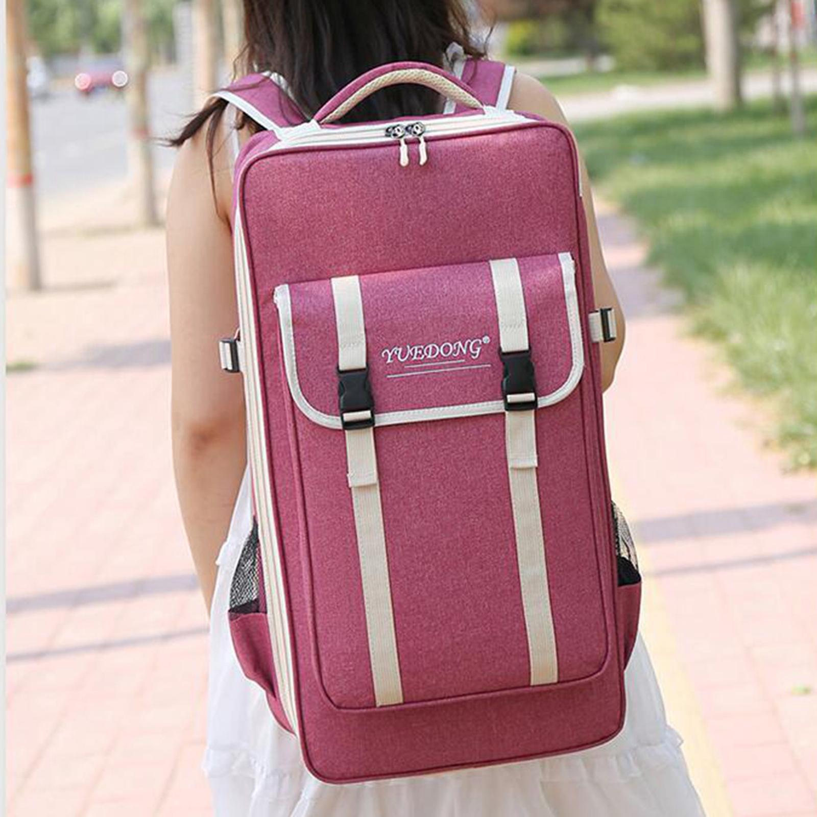 Gourd Silk Bag with Double Shouler Straps Zipper Accessories for Traveling Pink