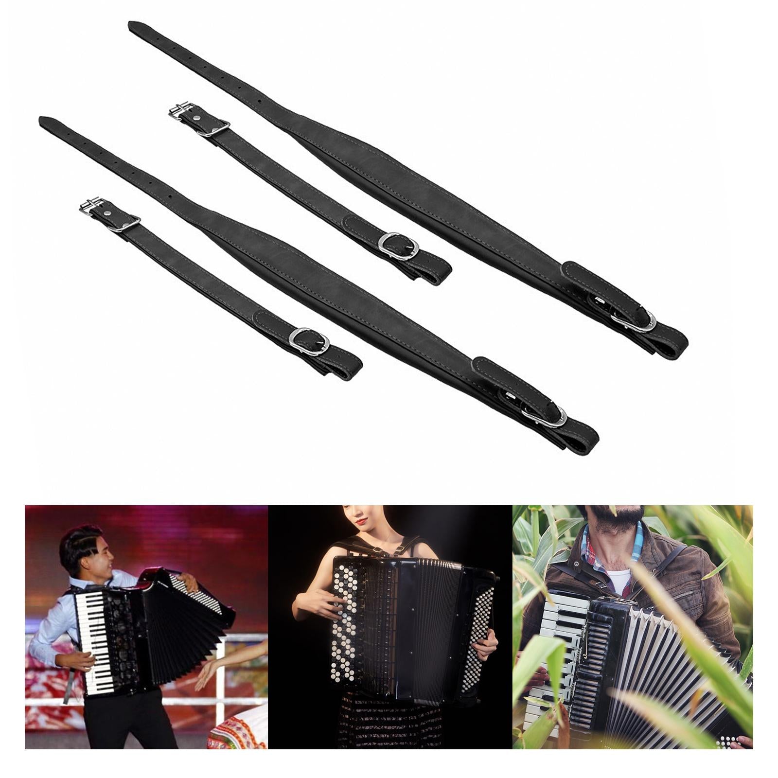 2Pcs Accordion Shoulder Straps, Black for 16-120 Bass Accordions