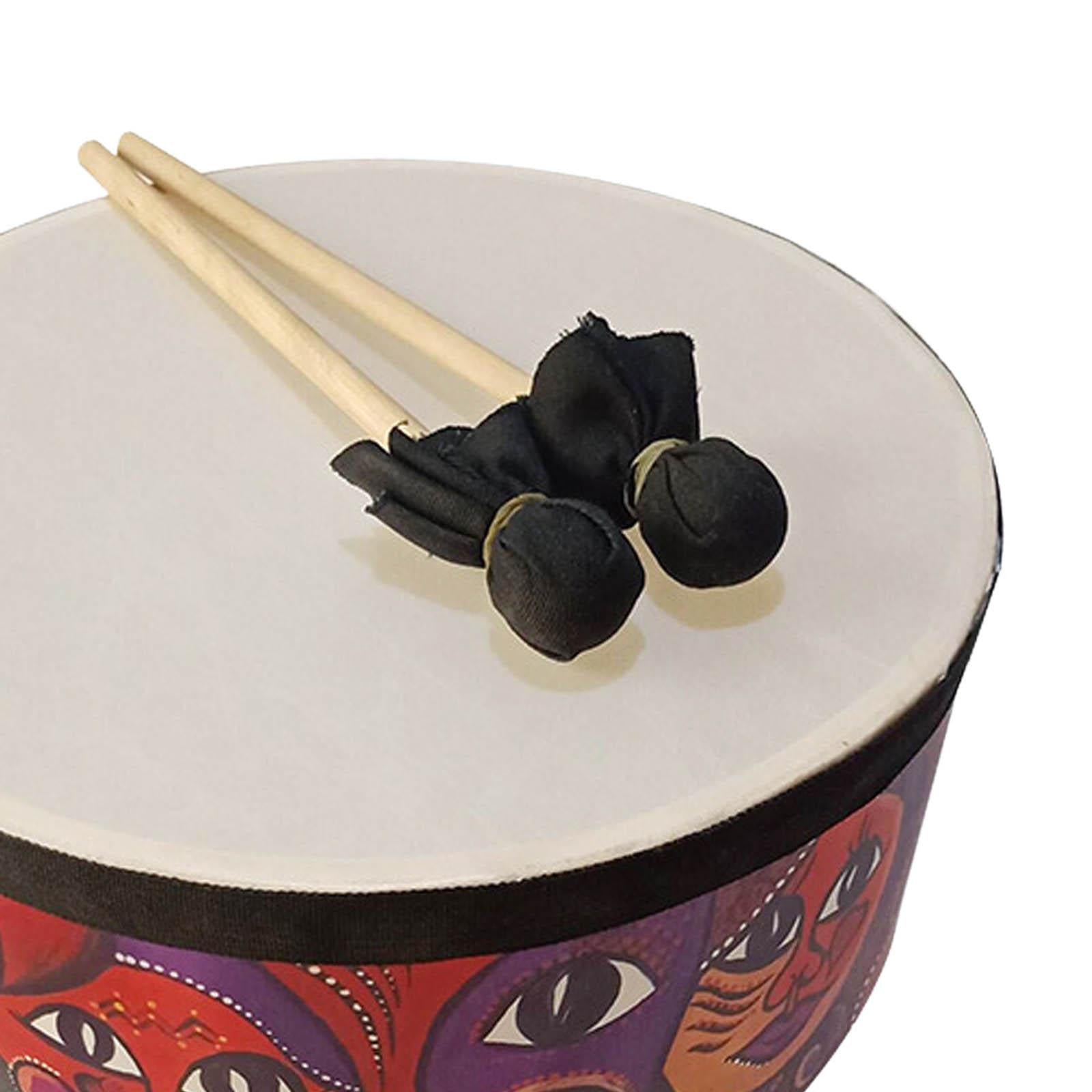 Wooden Ground Drum Educational with 2 Mallets Floor Drum Percussion for Kids 8inch