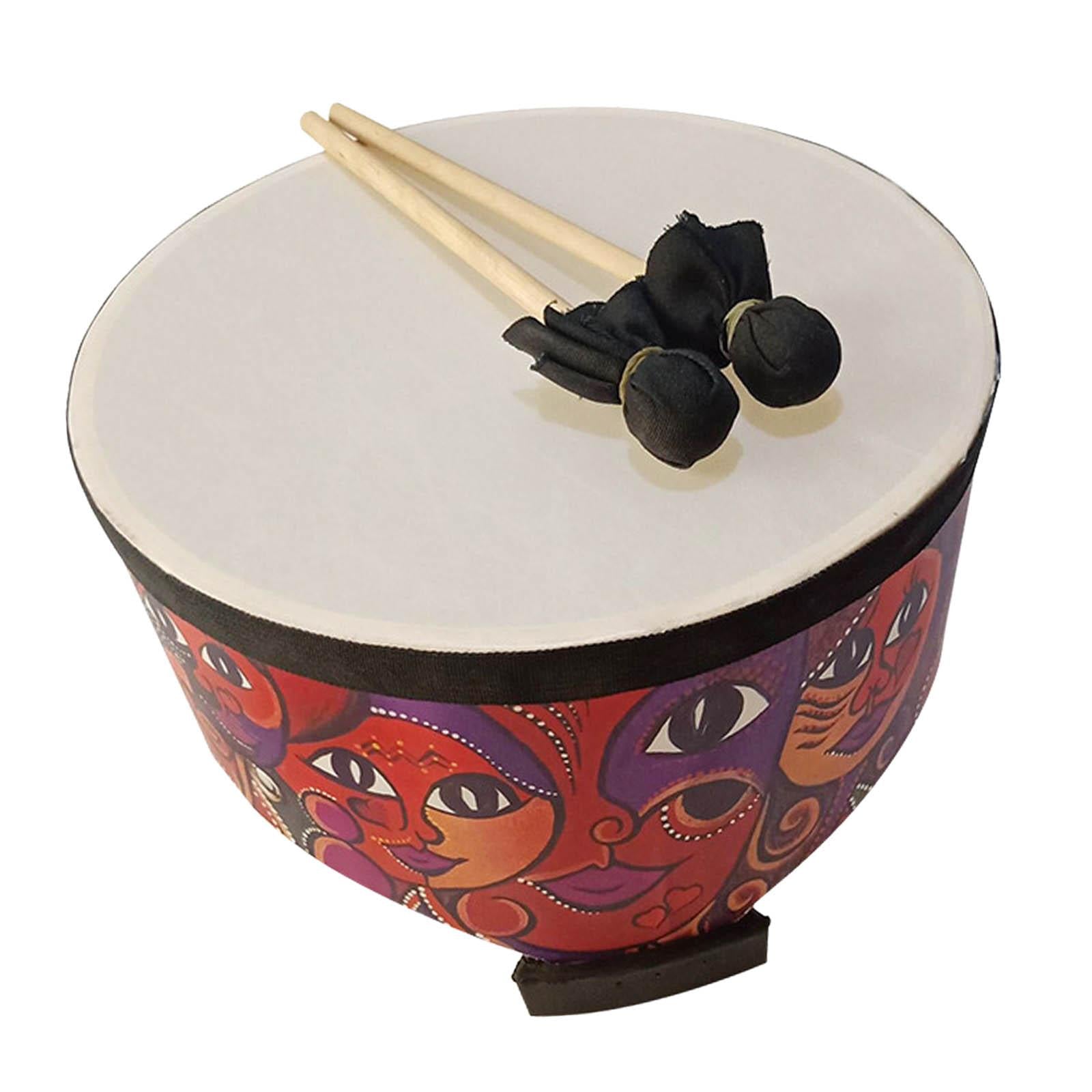 Wooden Ground Drum Educational with 2 Mallets Floor Drum Percussion for Kids 8inch