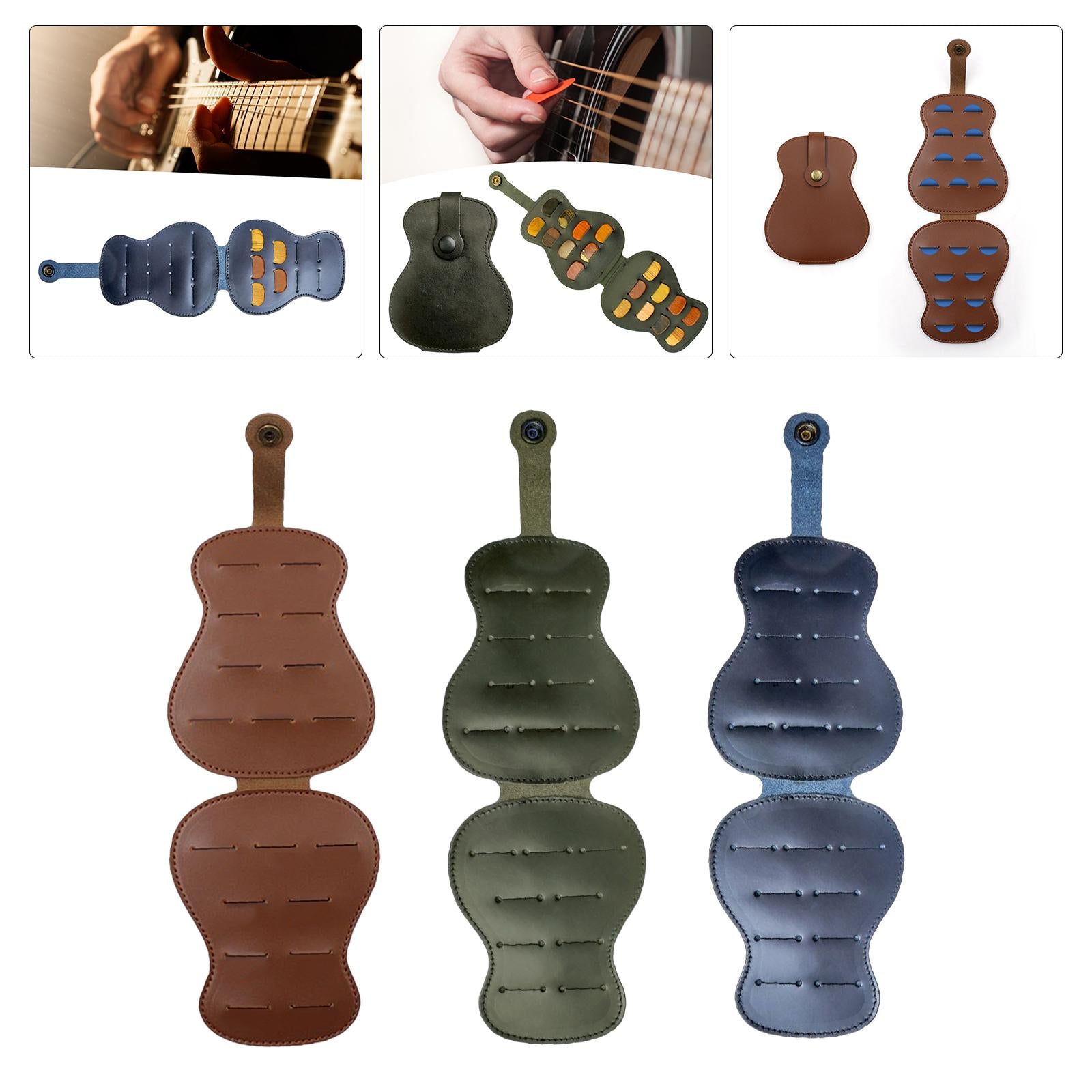 Picks Holder Case Plectrum Holder 18 Slots for Bass Ukulele Acoustic Guitar Green