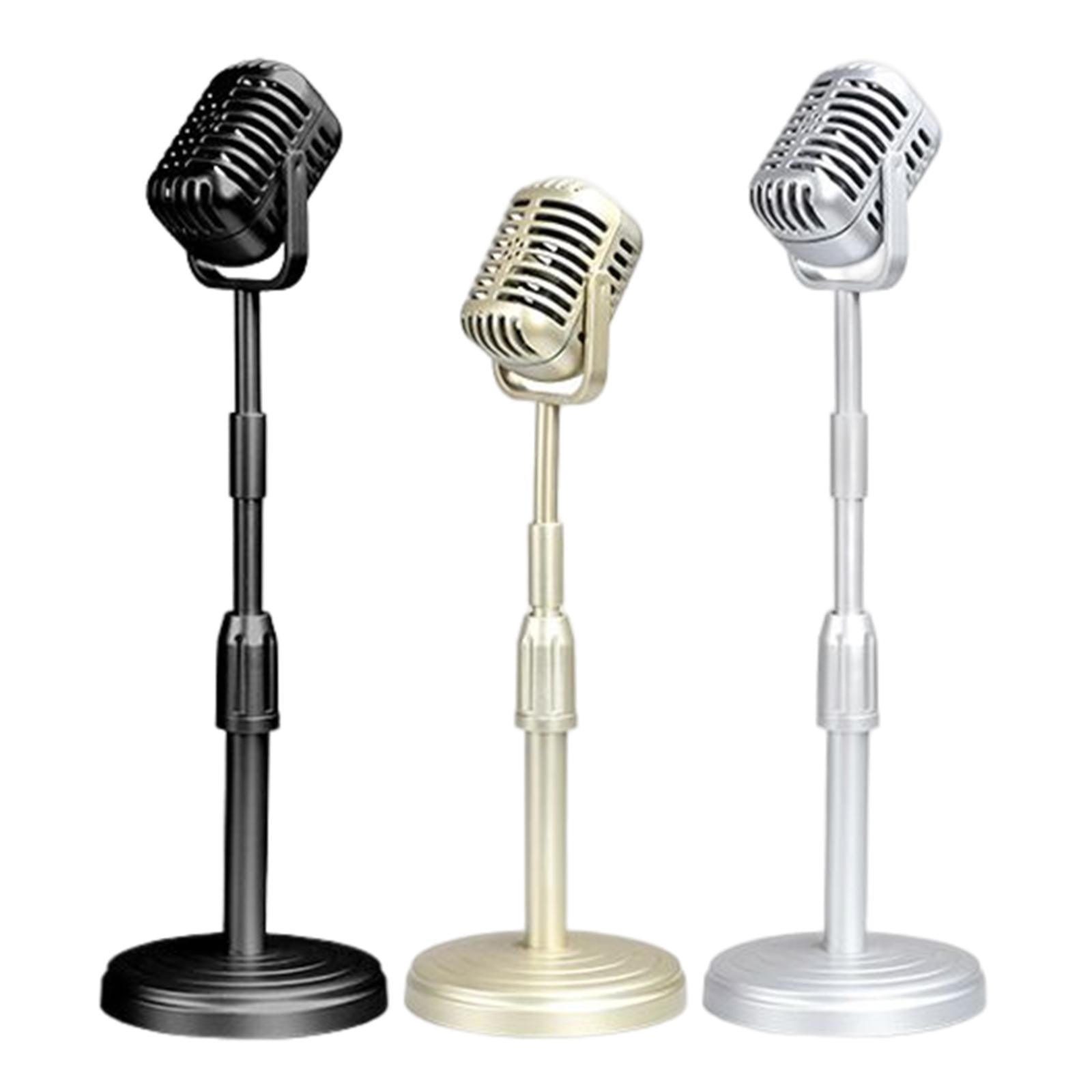Simulation Classic Retro Vintage Style Mic Prop Photography with Stand Black