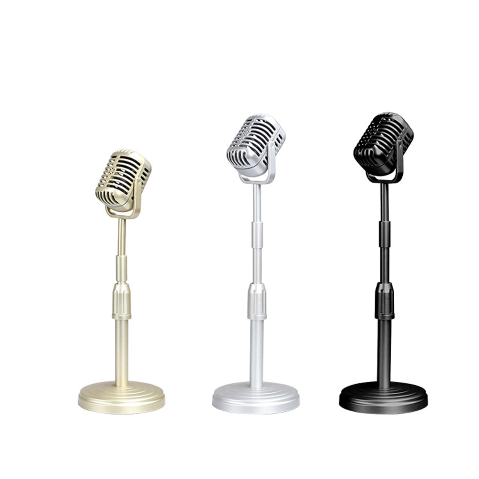 Simulation Classic Retro Vintage Style Mic Prop Photography with Stand Black