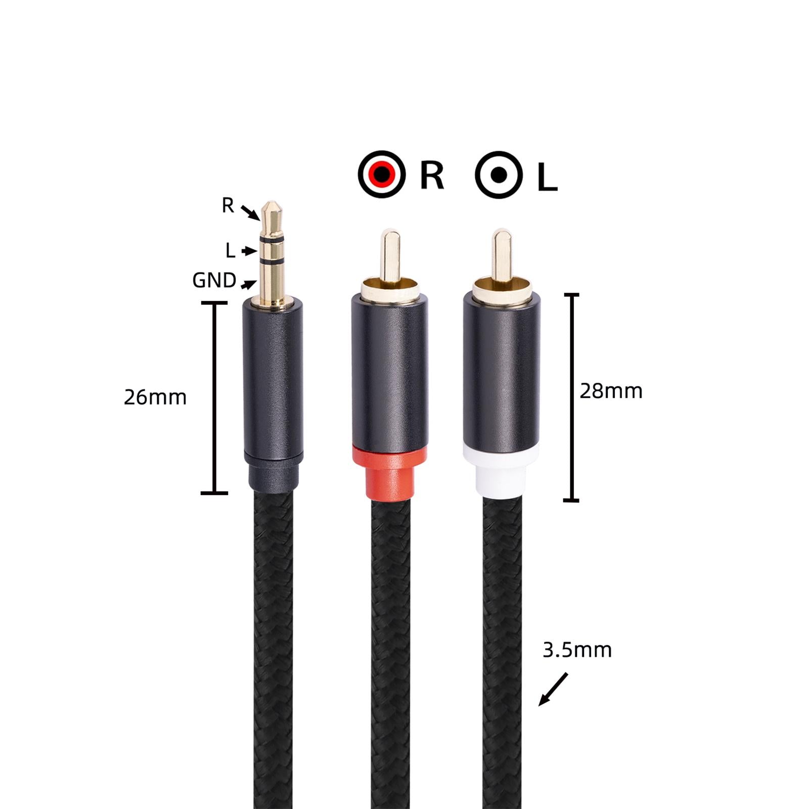 RCA to 3.5mm for Theater Amplifier Auxiliary Cable Headphone RCA to AUX 3M