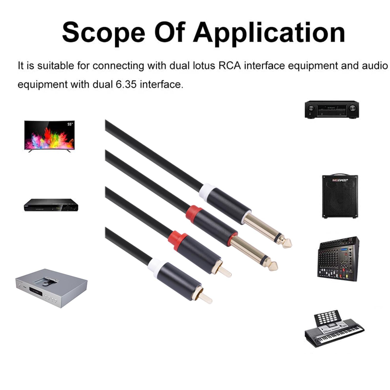 Dual 6.35mm to Dual RCA Cable Male to Male 4.9ft Durable for CD Player
