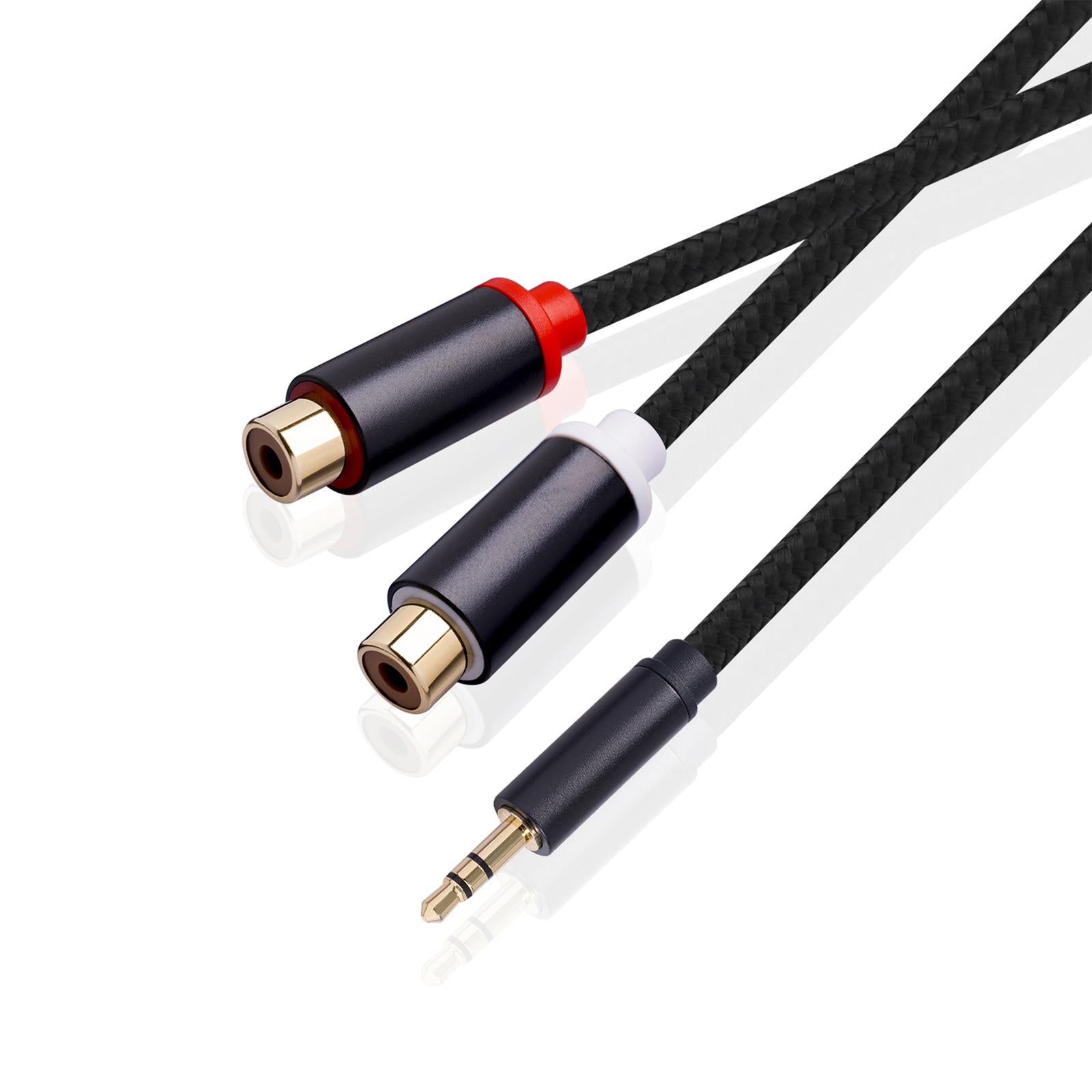 3.5mm to Dual RCA Cable Male to Female for Stereo Mixing Console Amplifier