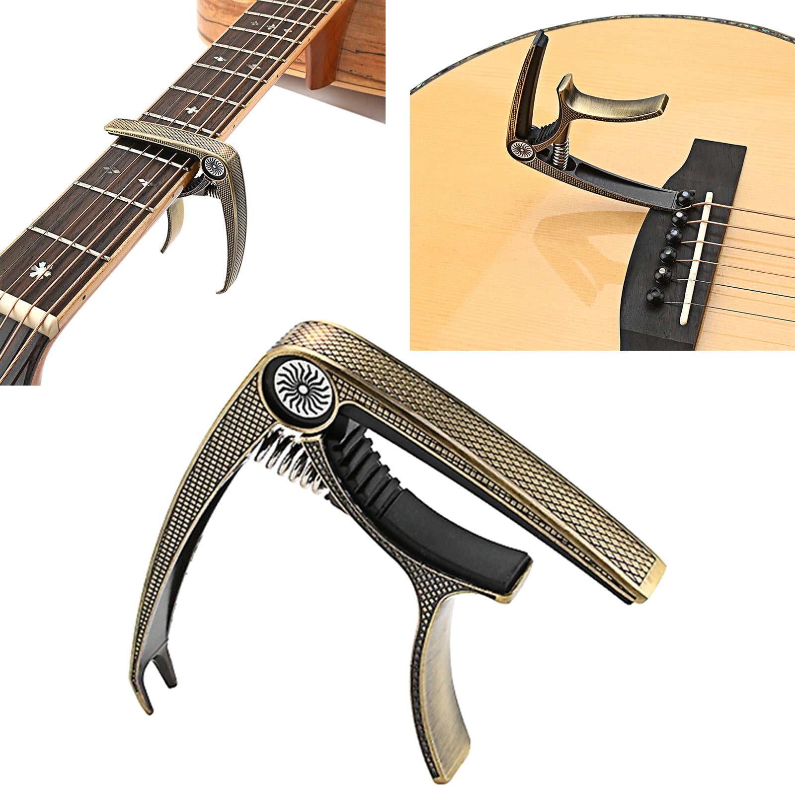 Guitar Capo Acoustic Clip Quick Change Clamp Key for Electric Guitar Ukulele Bronze