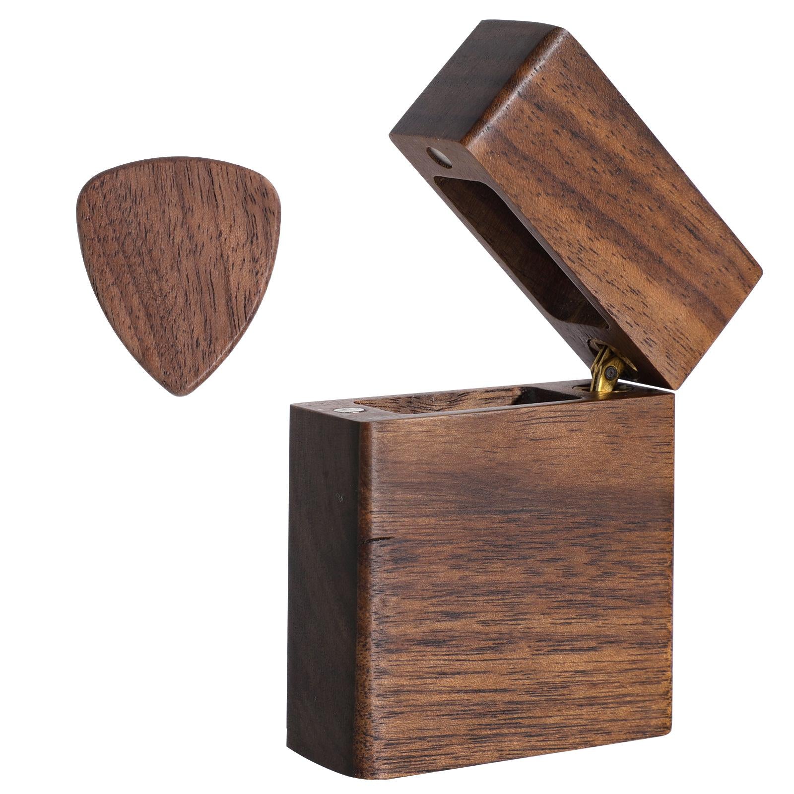 Handmade Wooden Guitar Pick Box and Pick for Guitar Lover Musical Gift