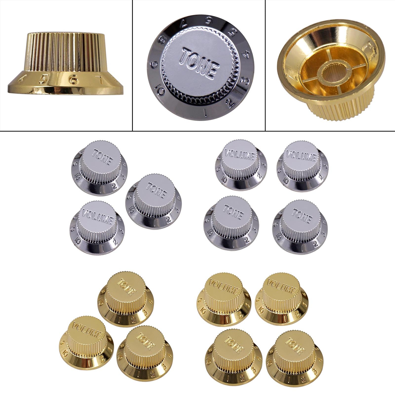 Timbre and Volume Speed Control Knobs for SQ Guitar 2pcs T 1pcs V Silver