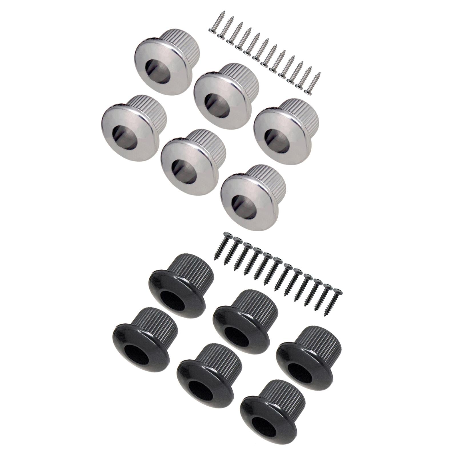 6x Chrome Guitar Tuner Bushings with Screws for Semi Closed Guitar Tuners silver