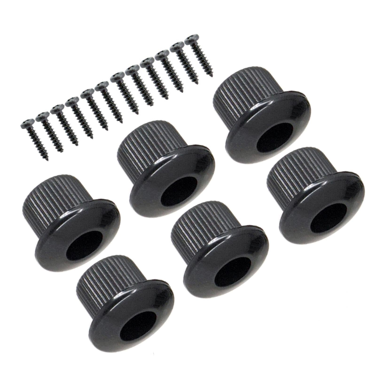 6x Chrome Guitar Tuner Bushings with Screws for Semi Closed Guitar Tuners black