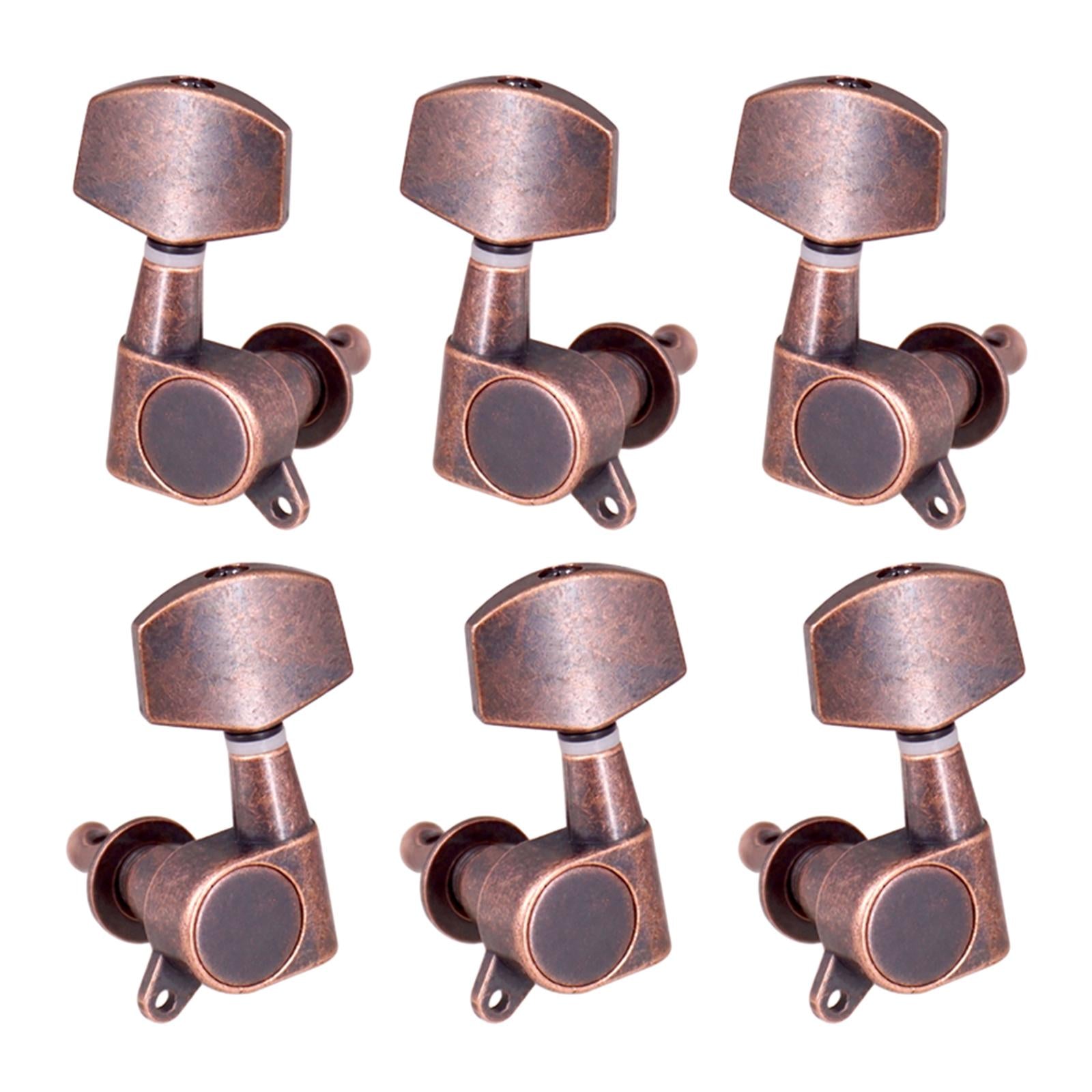 6x Guitar Tuning Pegs Tuning Keys Full Closed for Electric Guitar Red Copper