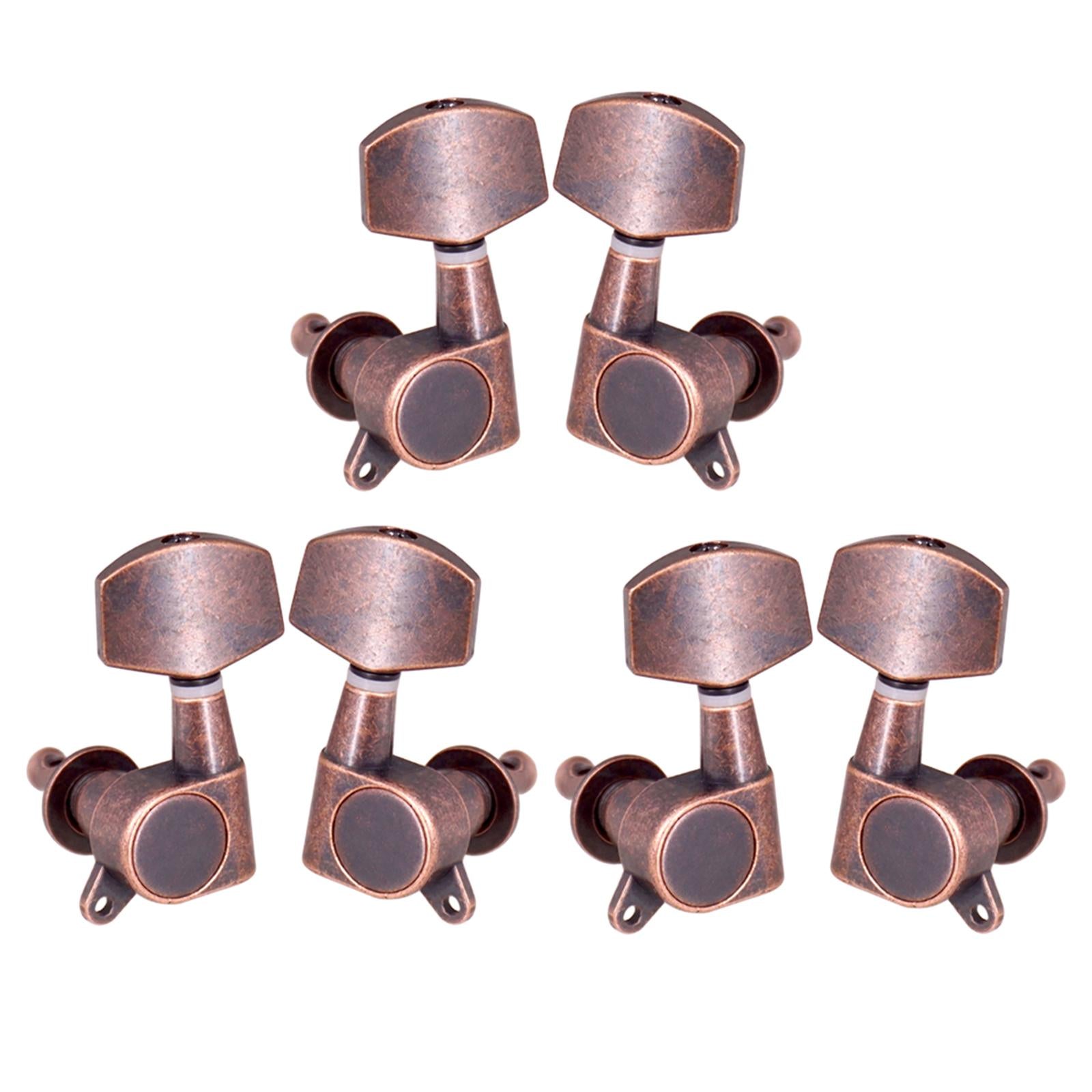 6x Guitar Tuning Pegs Tuning Keys Full Closed for Electric Guitar Red Copper