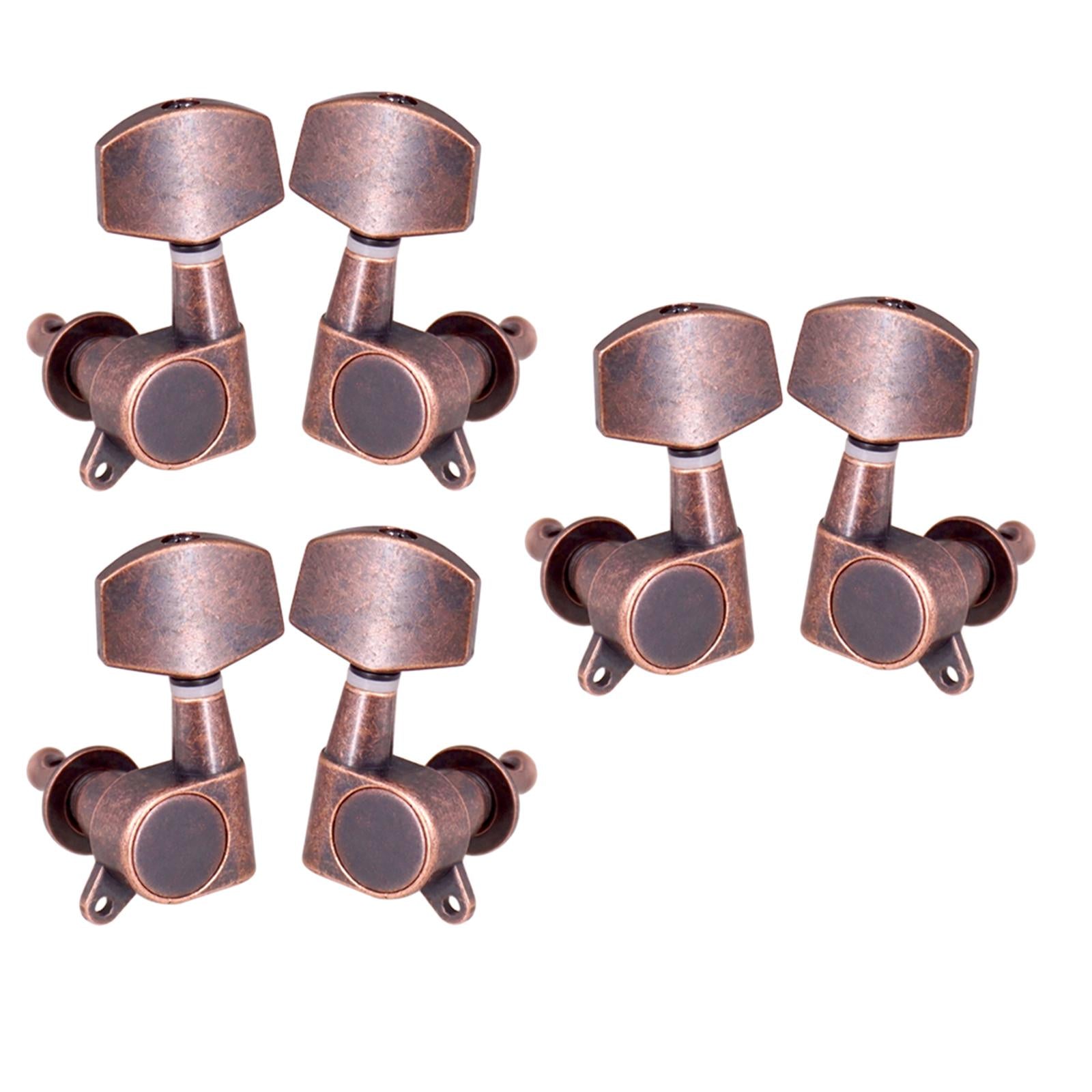 6x Guitar Tuning Pegs Tuning Keys Full Closed for Electric Guitar Red Copper