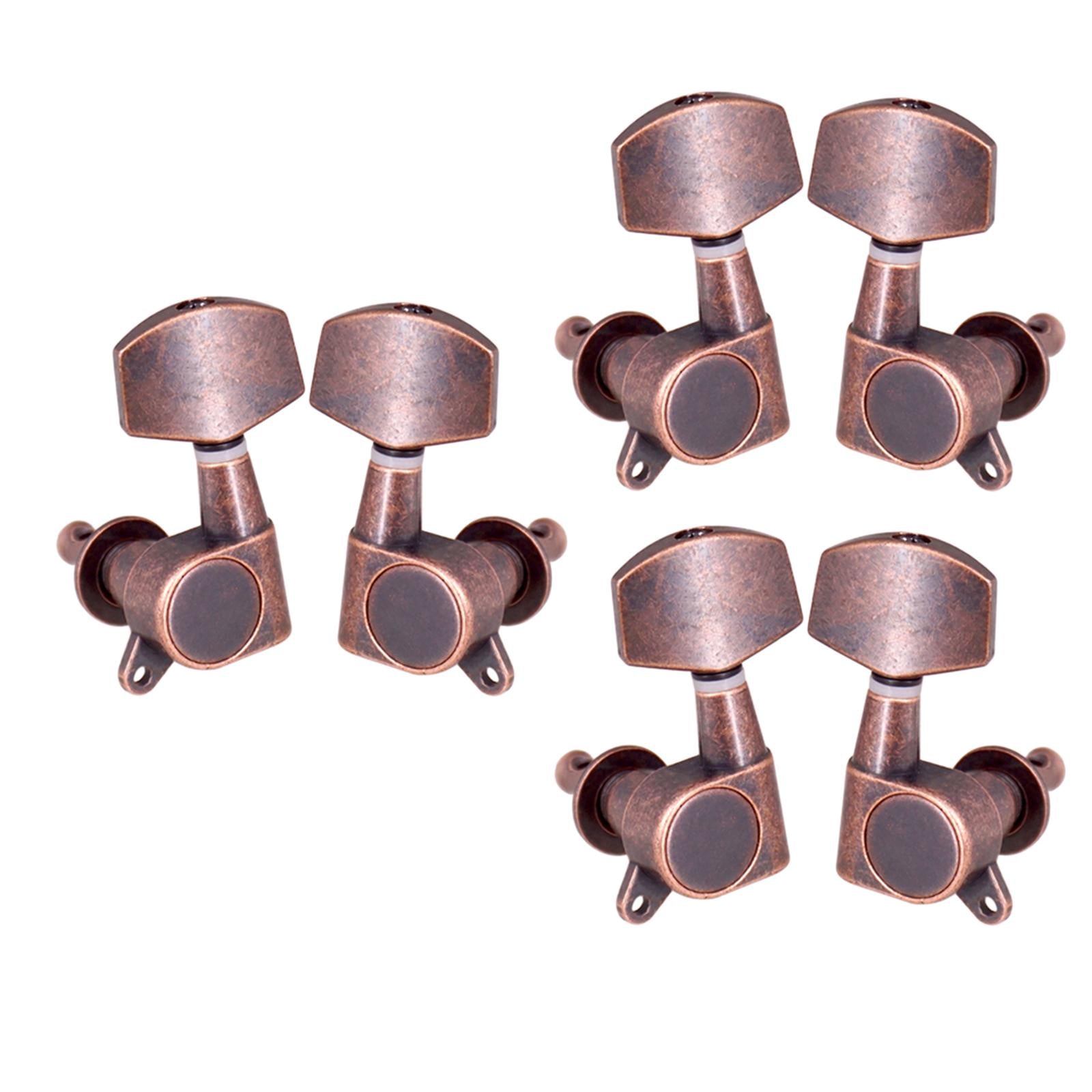 6x Guitar Tuning Pegs Tuning Keys Full Closed for Electric Guitar Red Copper
