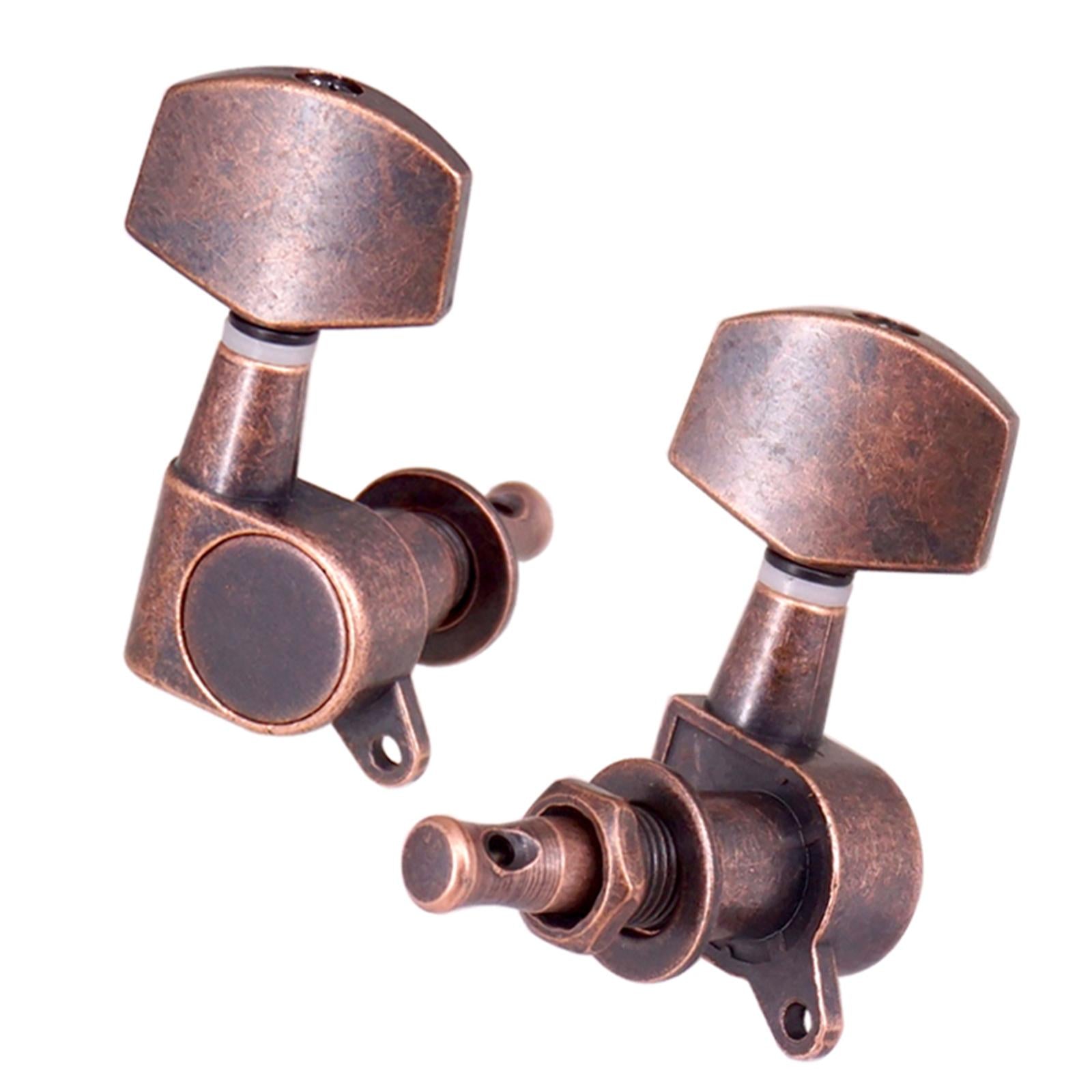 6x Guitar Tuning Pegs Tuning Keys Full Closed for Electric Guitar Red Copper