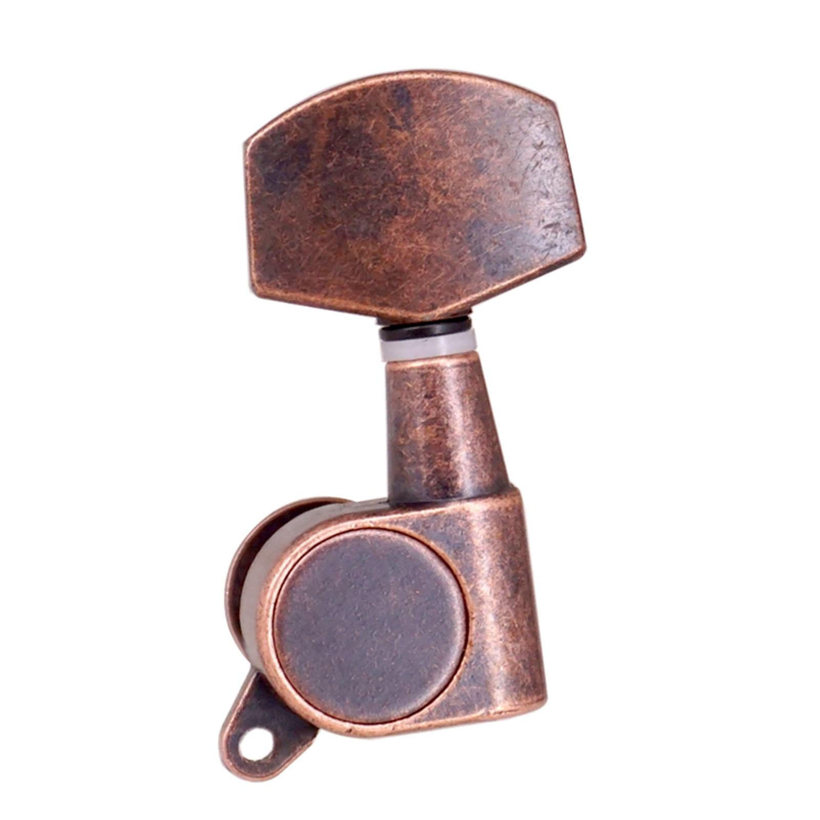 6x Guitar Tuning Pegs Tuning Keys Full Closed for Electric Guitar Red Copper