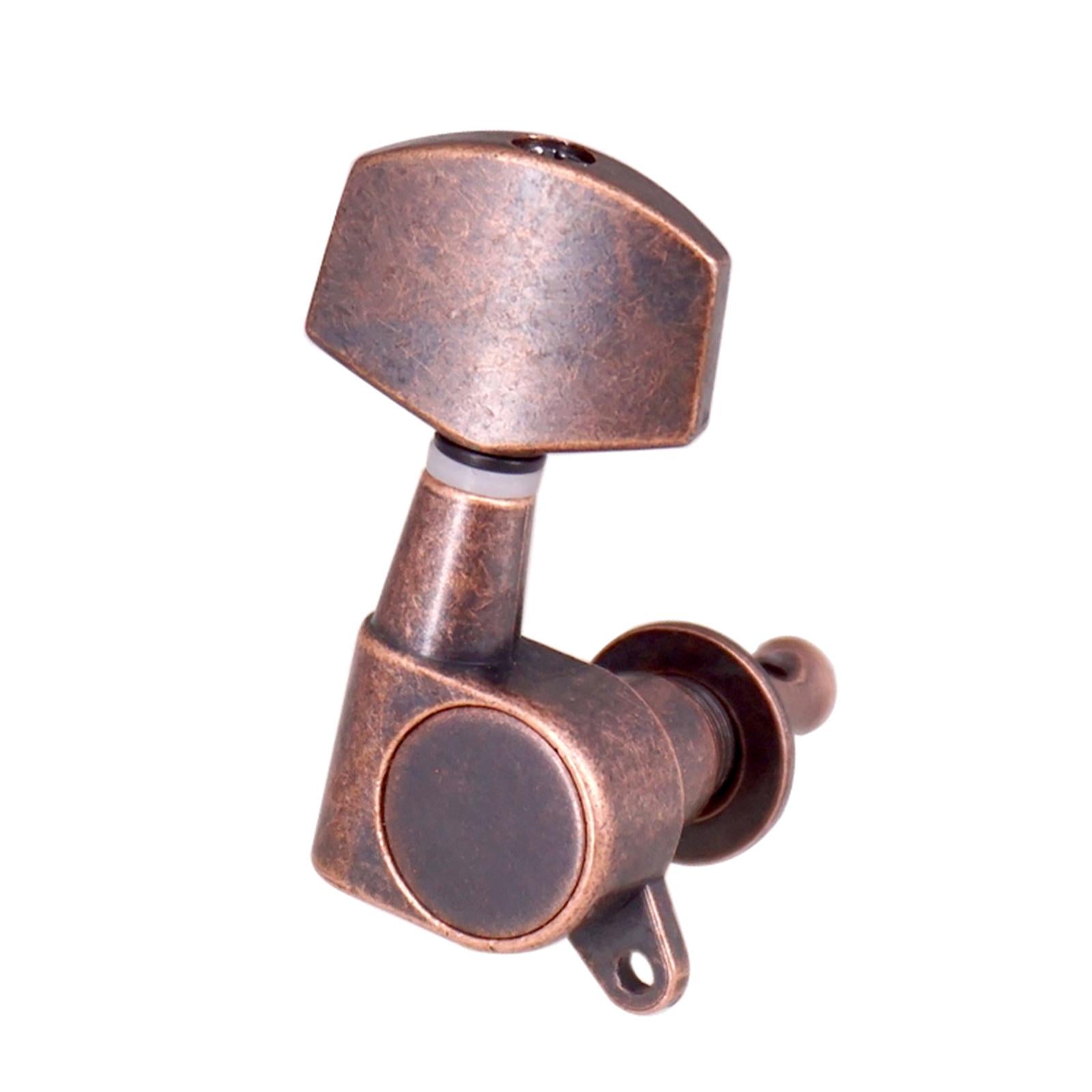6x Guitar Tuning Pegs Tuning Keys Full Closed for Electric Guitar Red Copper