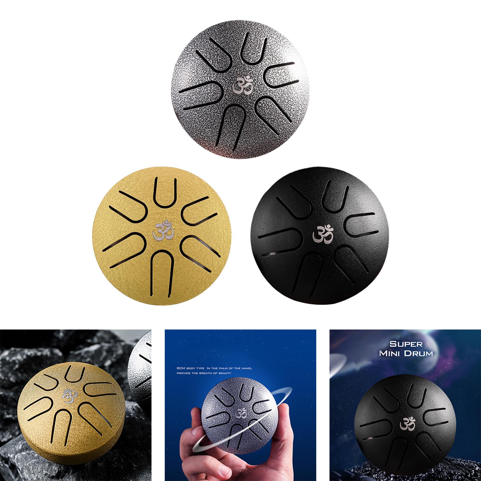 3.74 Hand Drum 6 Notes with Books for Meditation Yoga Adults Silver"