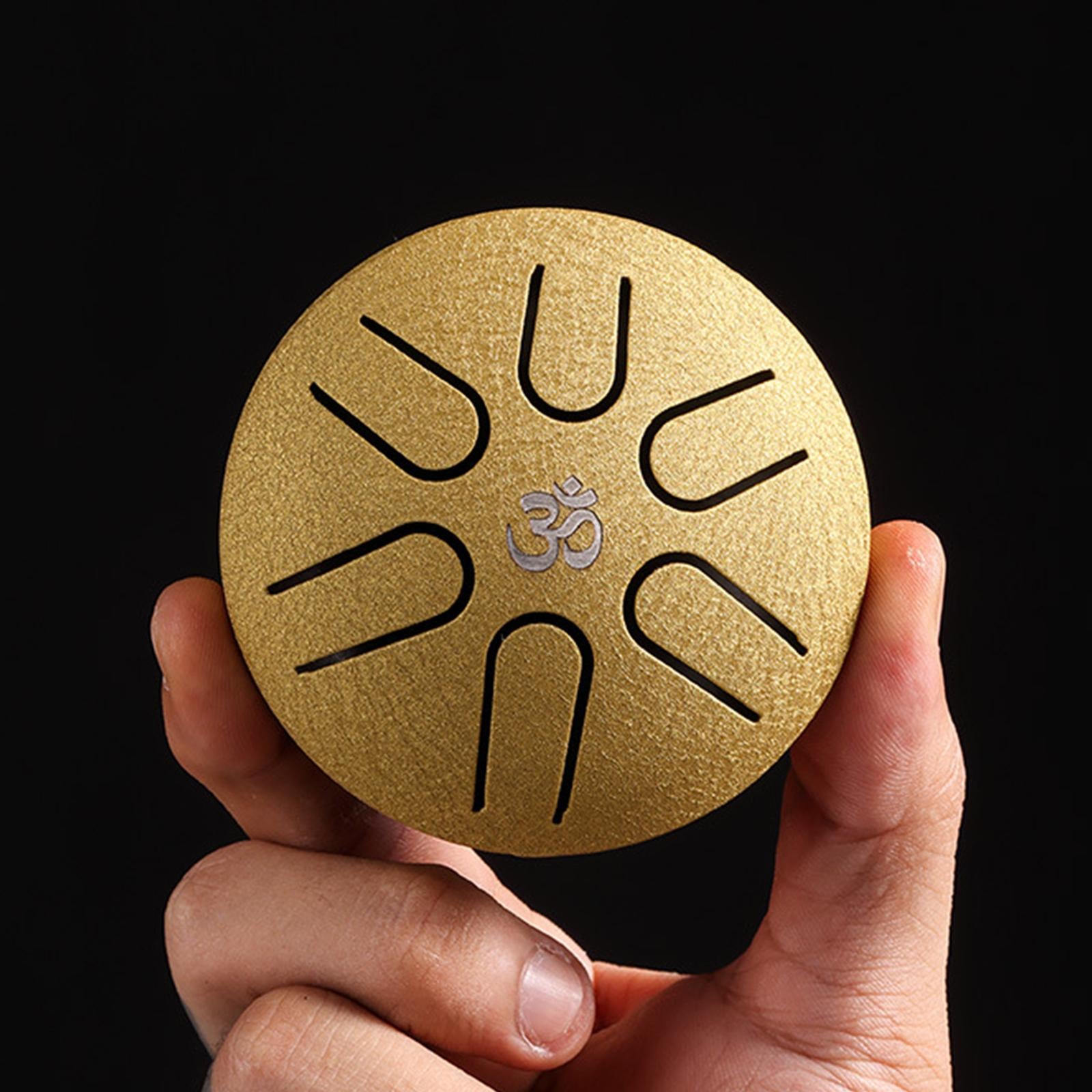 3.74 Hand Drum 6 Notes with Books for Meditation Yoga Adults Gold"