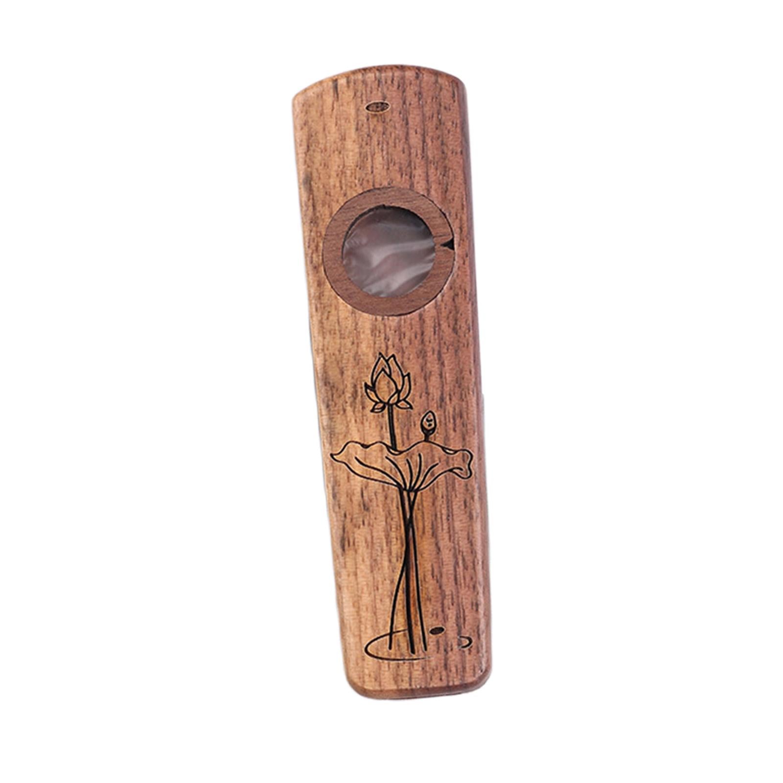 Harmonica Flutes Wind Instrument with Case Wooden Kazoo Walnut