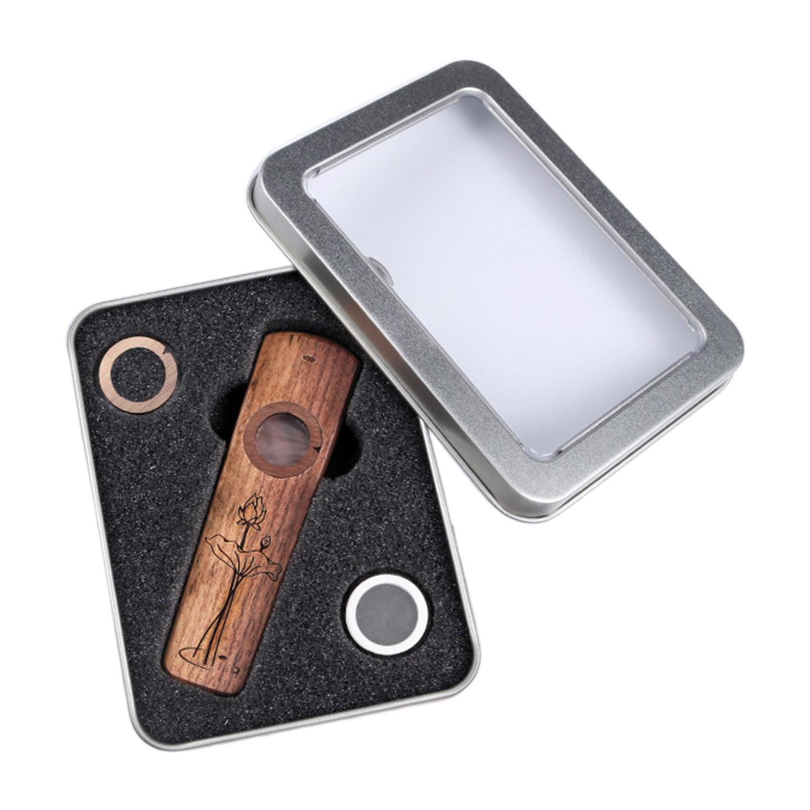 Harmonica Flutes Wind Instrument with Case Wooden Kazoo Walnut