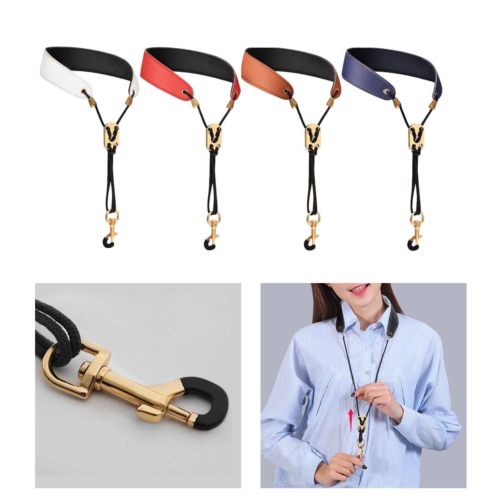 Saxophone Neck Strap Padded Comfortable for Soprano Saxophone Bass Clarinet White