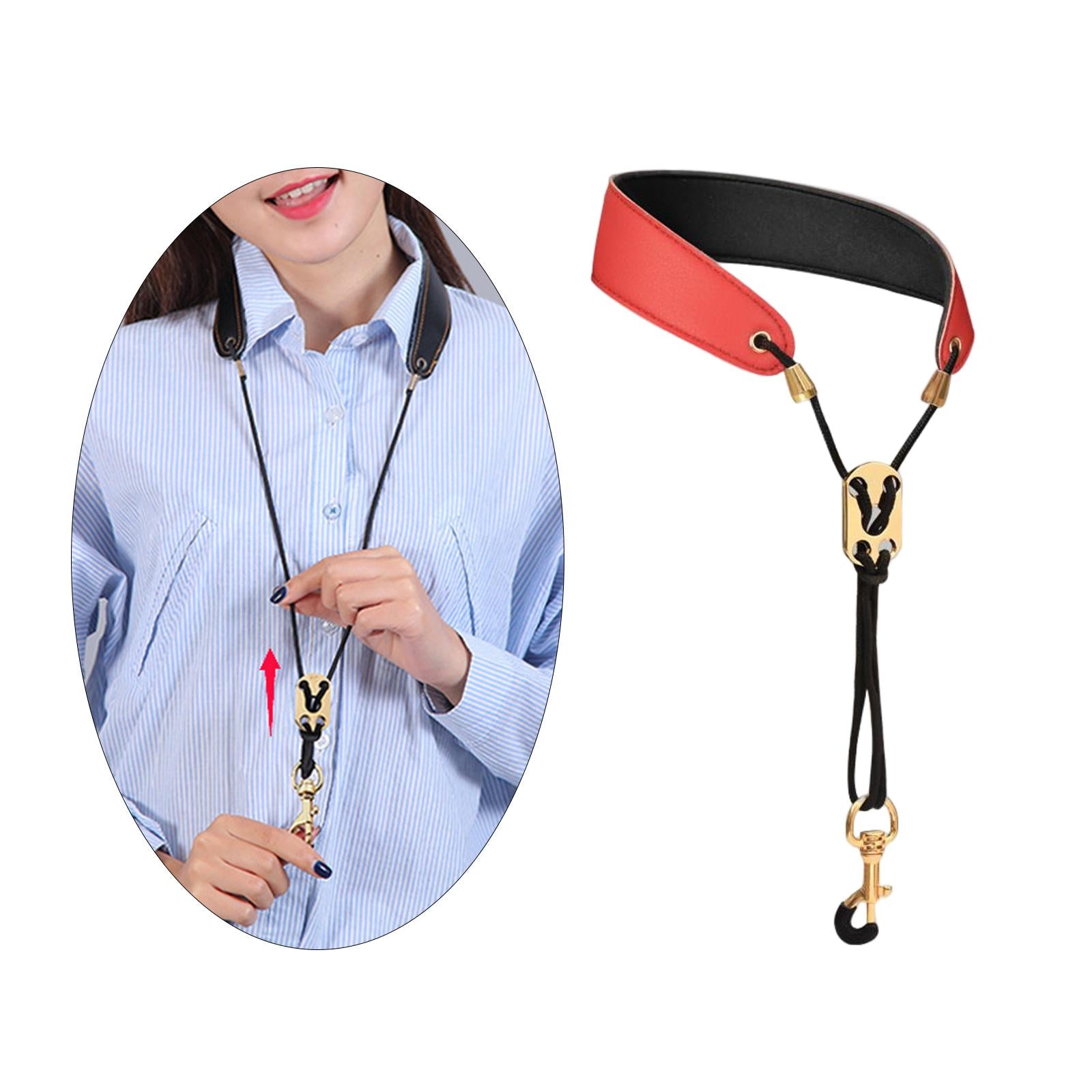 Saxophone Neck Strap Padded Comfortable for Soprano Saxophone Bass Clarinet Red