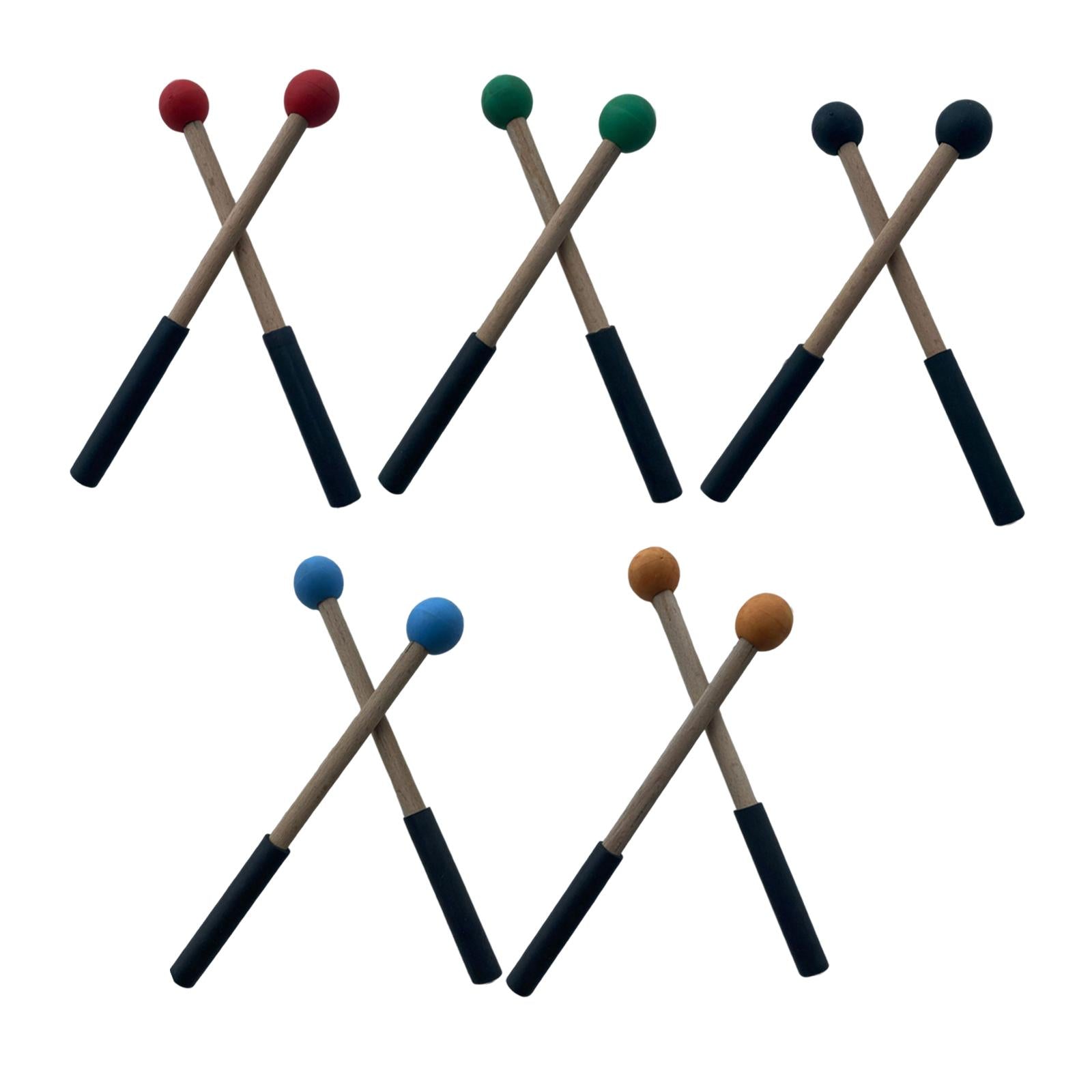 2x Silicone Drumsticks Hand Percussion Mallets for Glockenspiel Xylophone Red