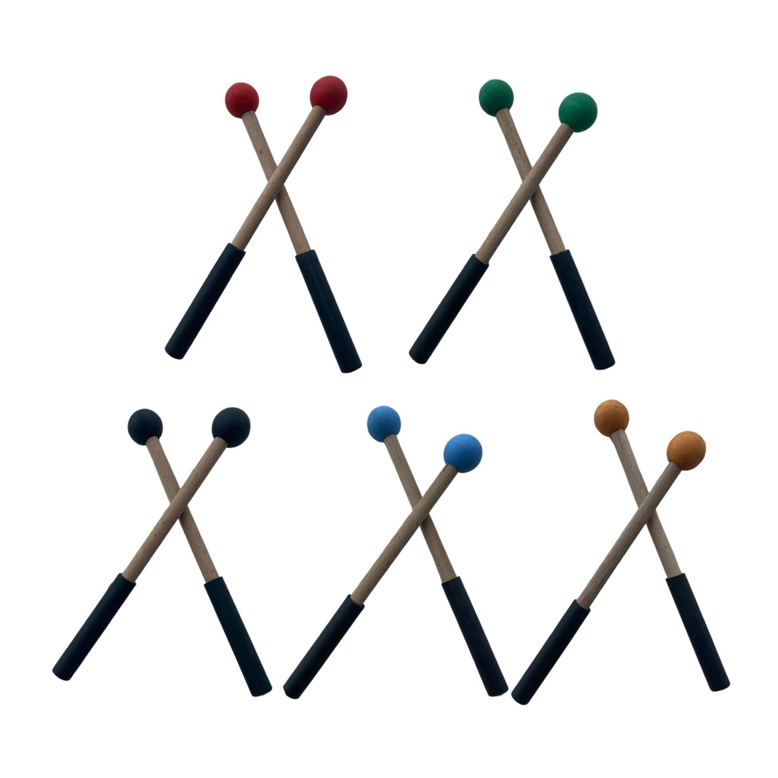 2x Silicone Drumsticks Hand Percussion Mallets for Glockenspiel Xylophone Red