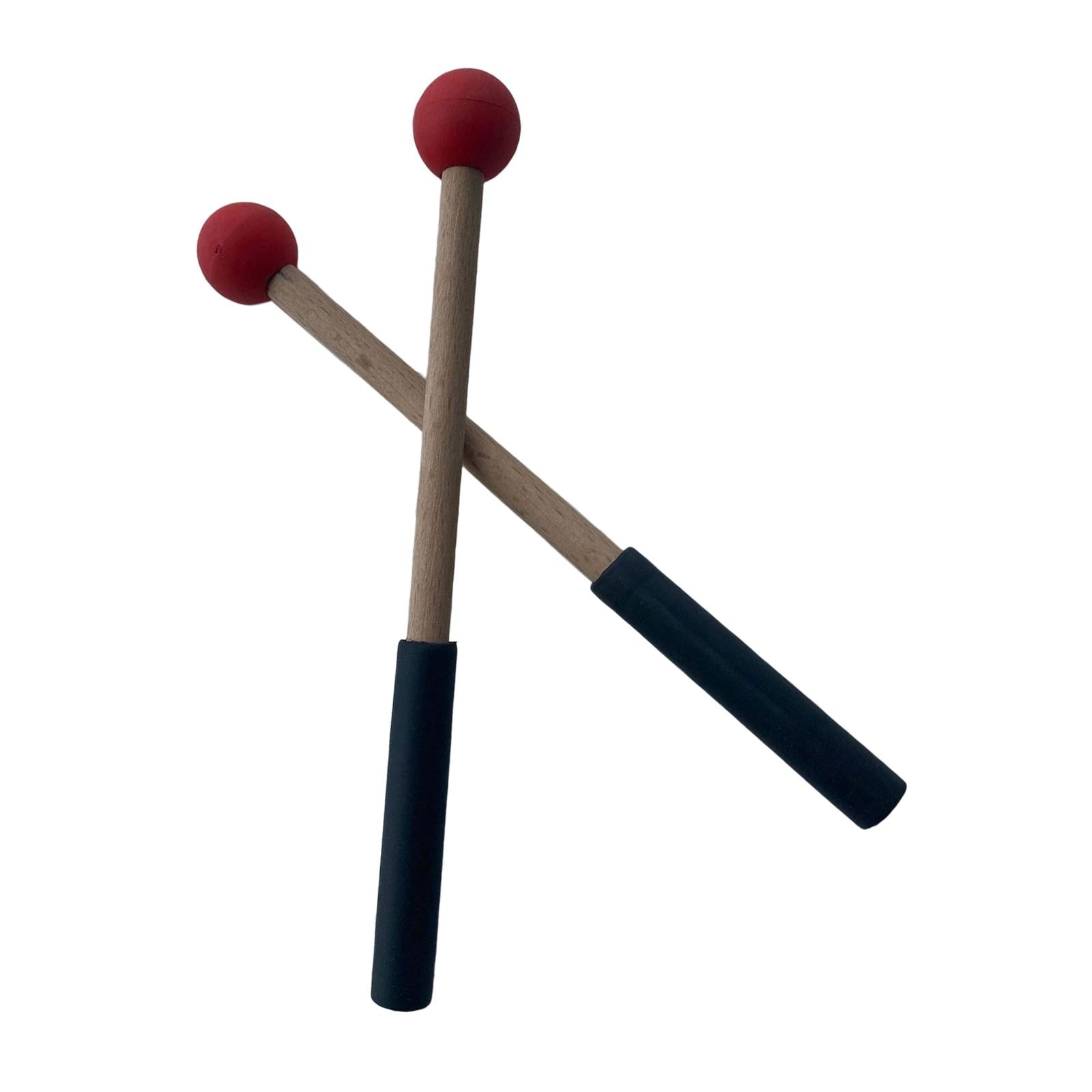2x Silicone Drumsticks Hand Percussion Mallets for Glockenspiel Xylophone Red