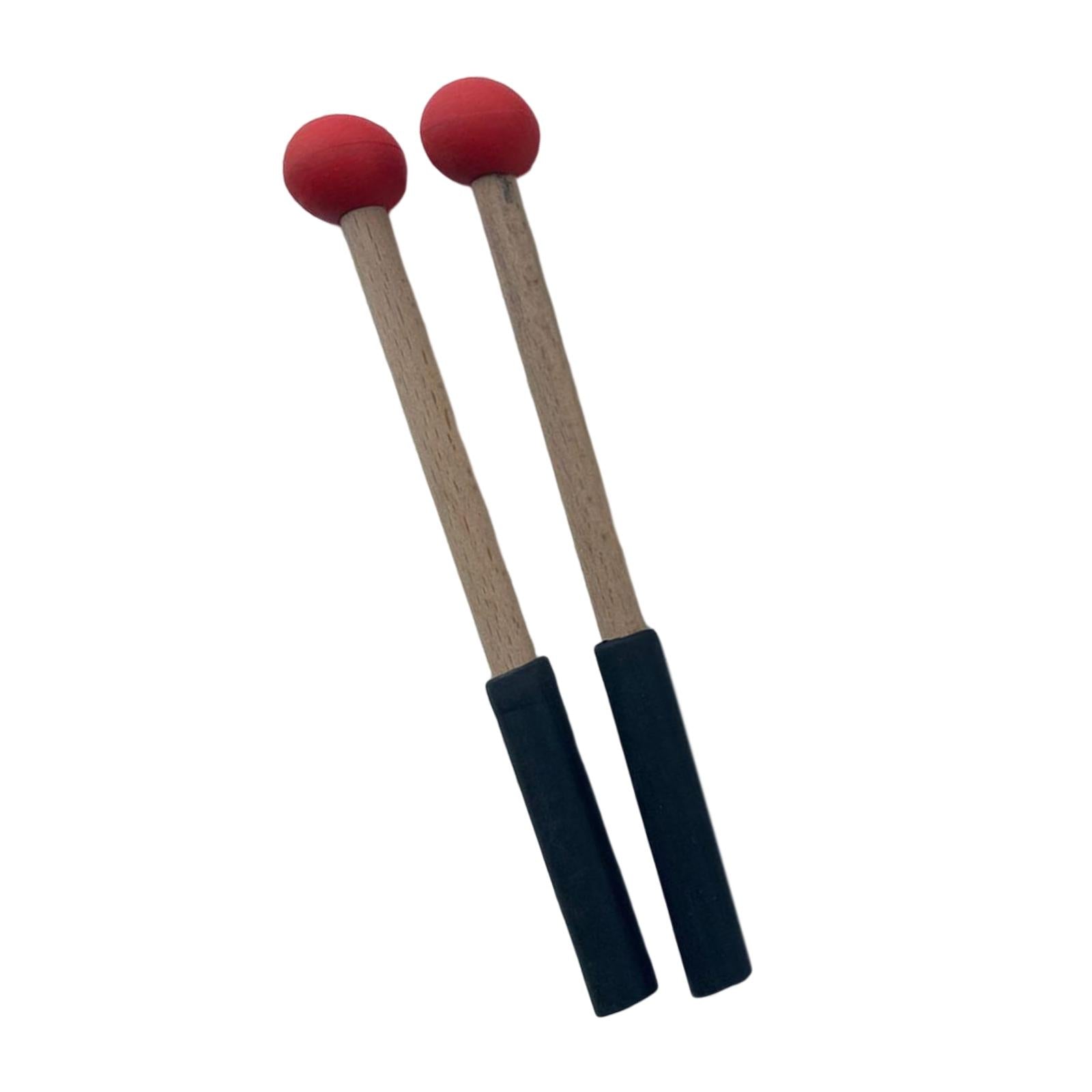 2x Silicone Drumsticks Hand Percussion Mallets for Glockenspiel Xylophone Red