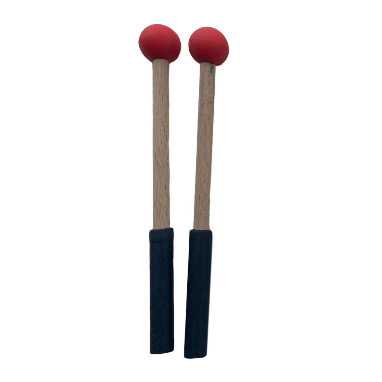 2x Silicone Drumsticks Hand Percussion Mallets for Glockenspiel Xylophone Red