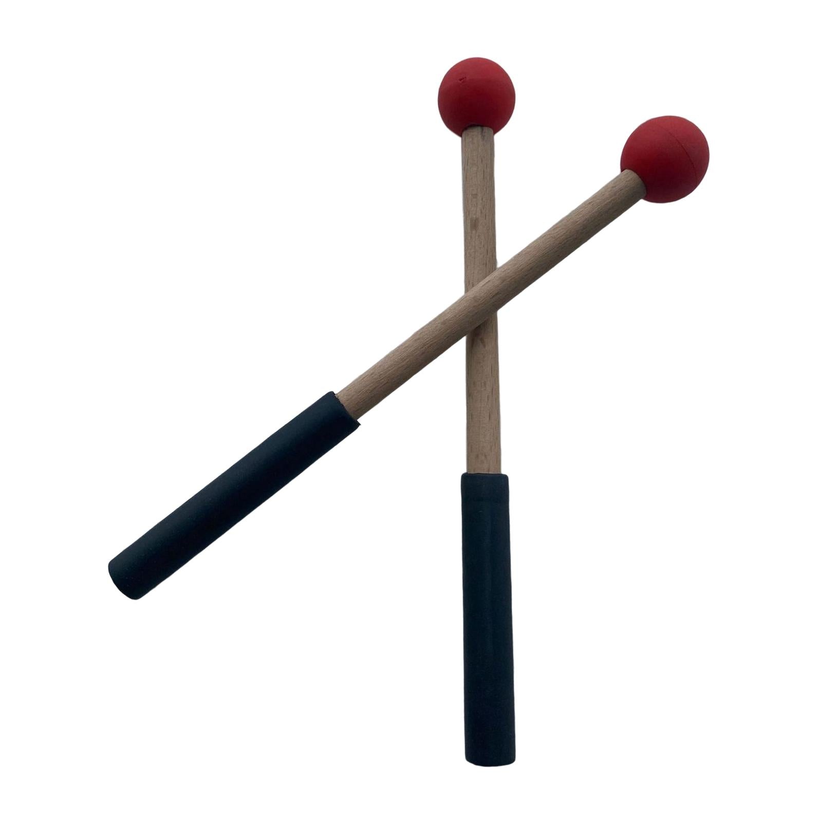 2x Silicone Drumsticks Hand Percussion Mallets for Glockenspiel Xylophone Red