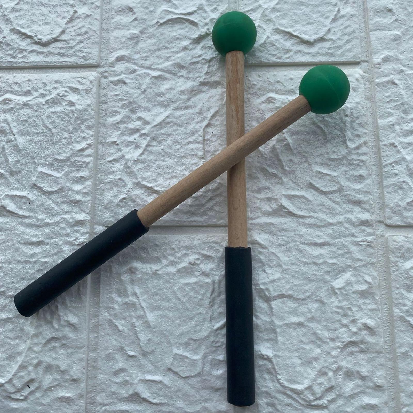 2x Silicone Drumsticks Hand Percussion Mallets for Glockenspiel Xylophone Green