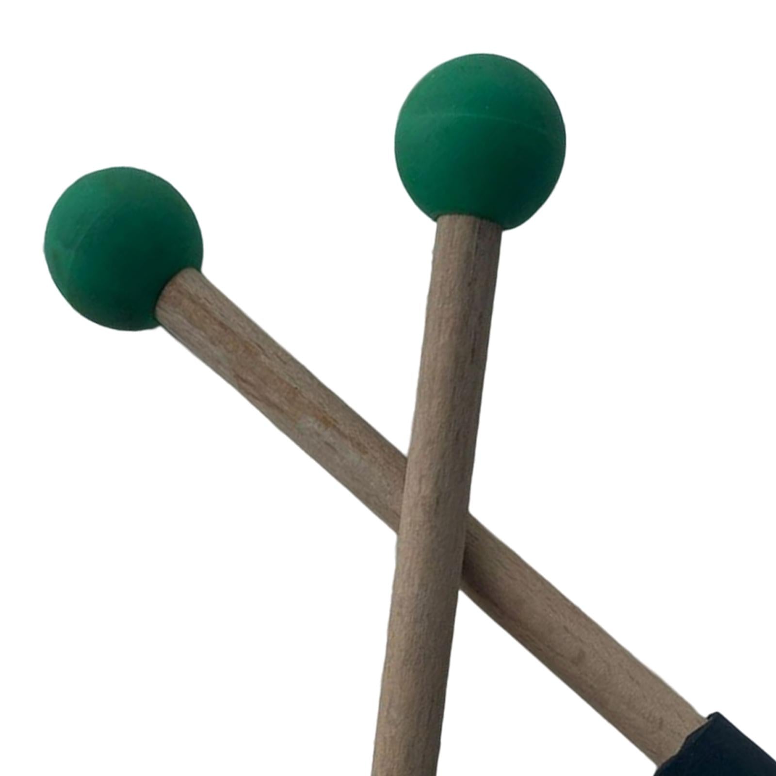 2x Silicone Drumsticks Hand Percussion Mallets for Glockenspiel Xylophone Green