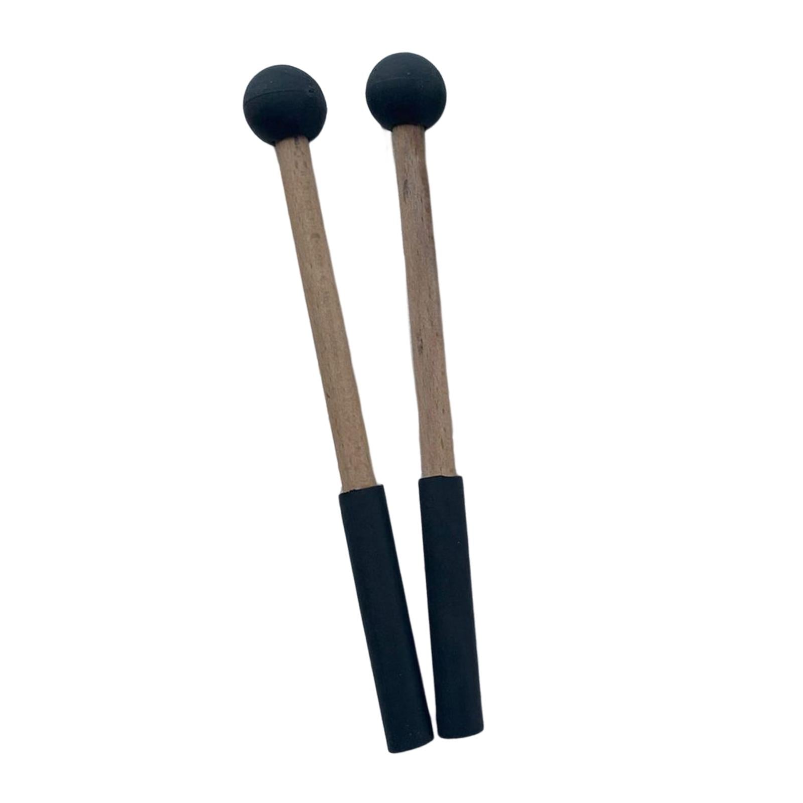 2x Silicone Drumsticks Hand Percussion Mallets for Glockenspiel Xylophone Black