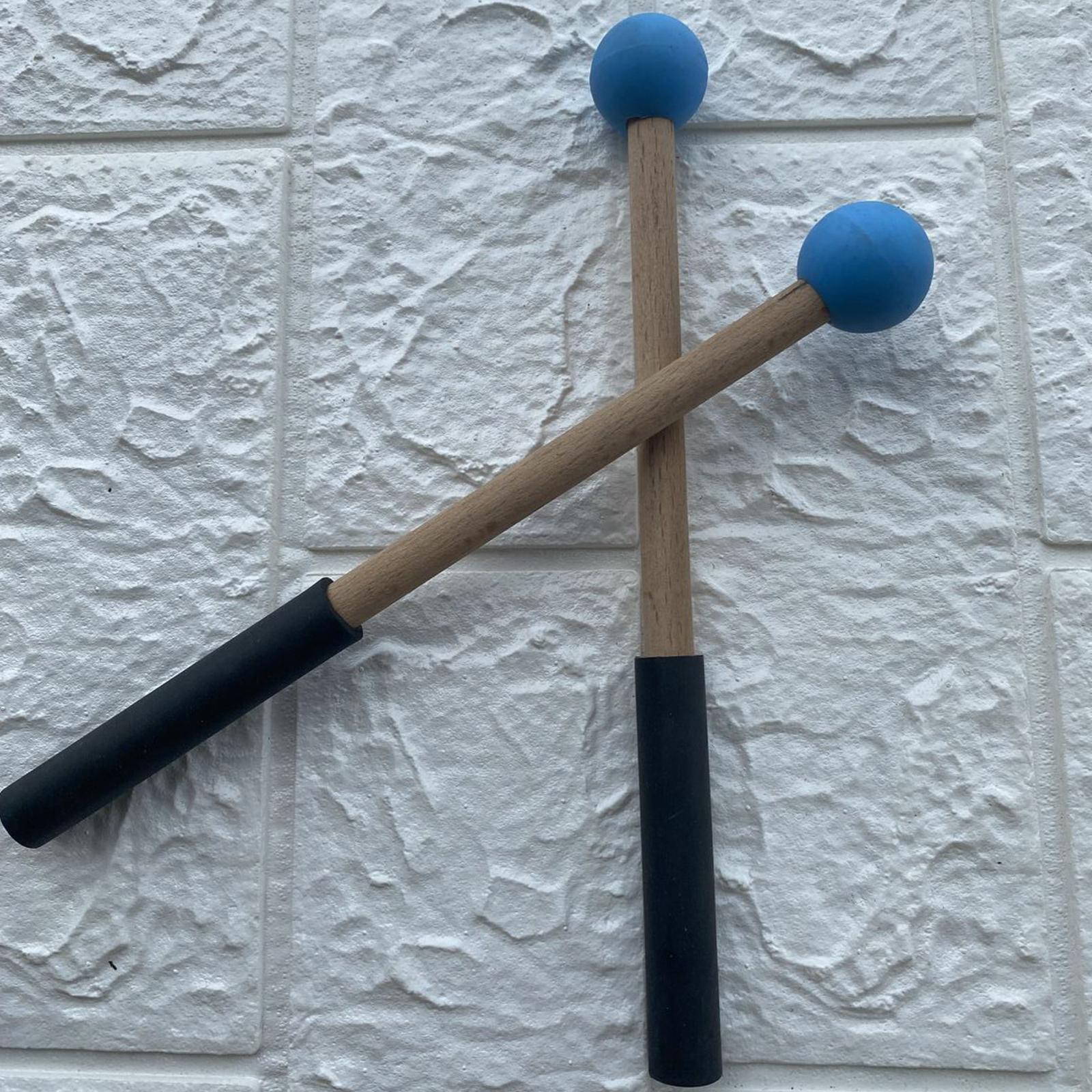 2x Silicone Drumsticks Hand Percussion Mallets for Glockenspiel Xylophone Blue