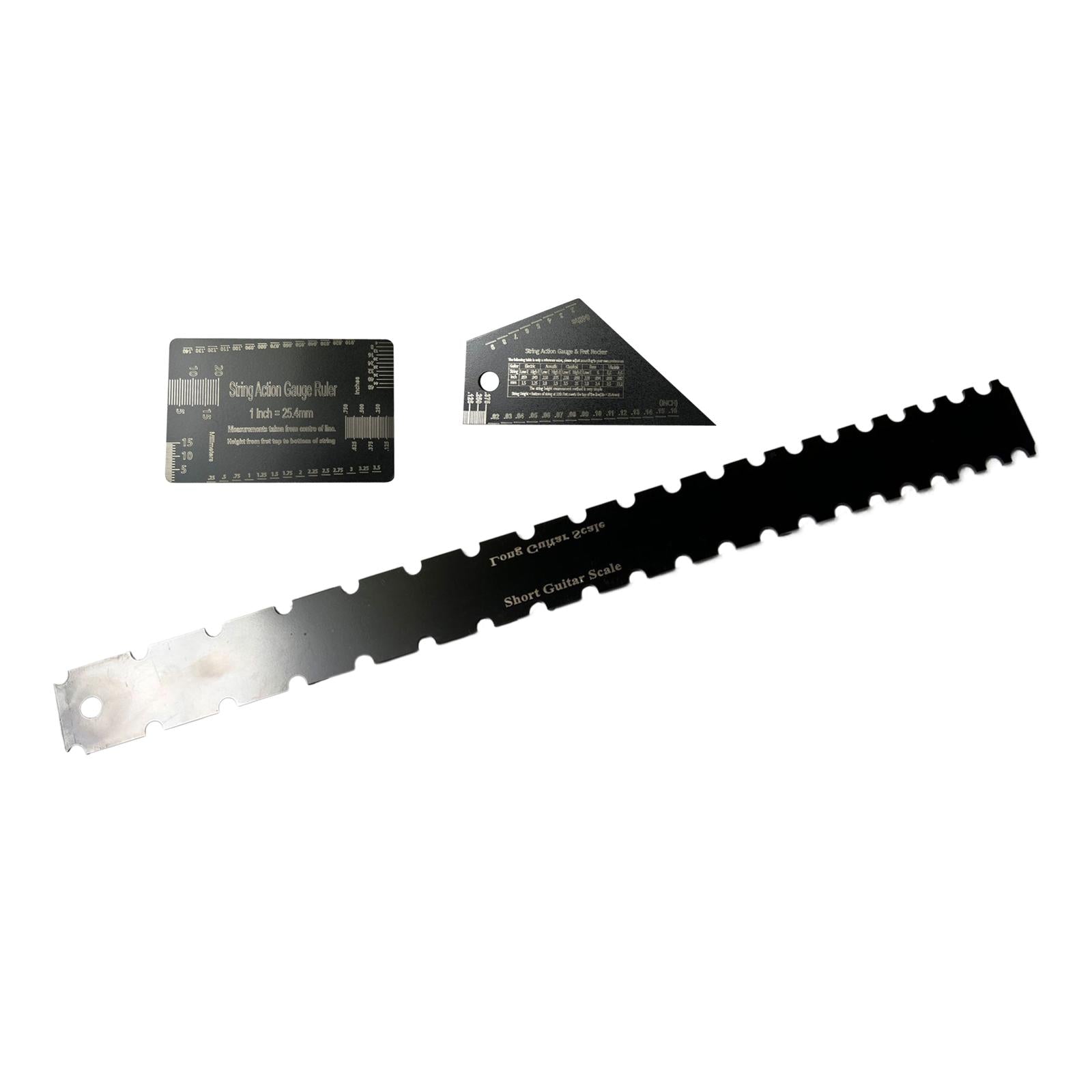 3 Pieces Guitar Neck Notched Straight Ruler Stainless Steel Fret Rocker