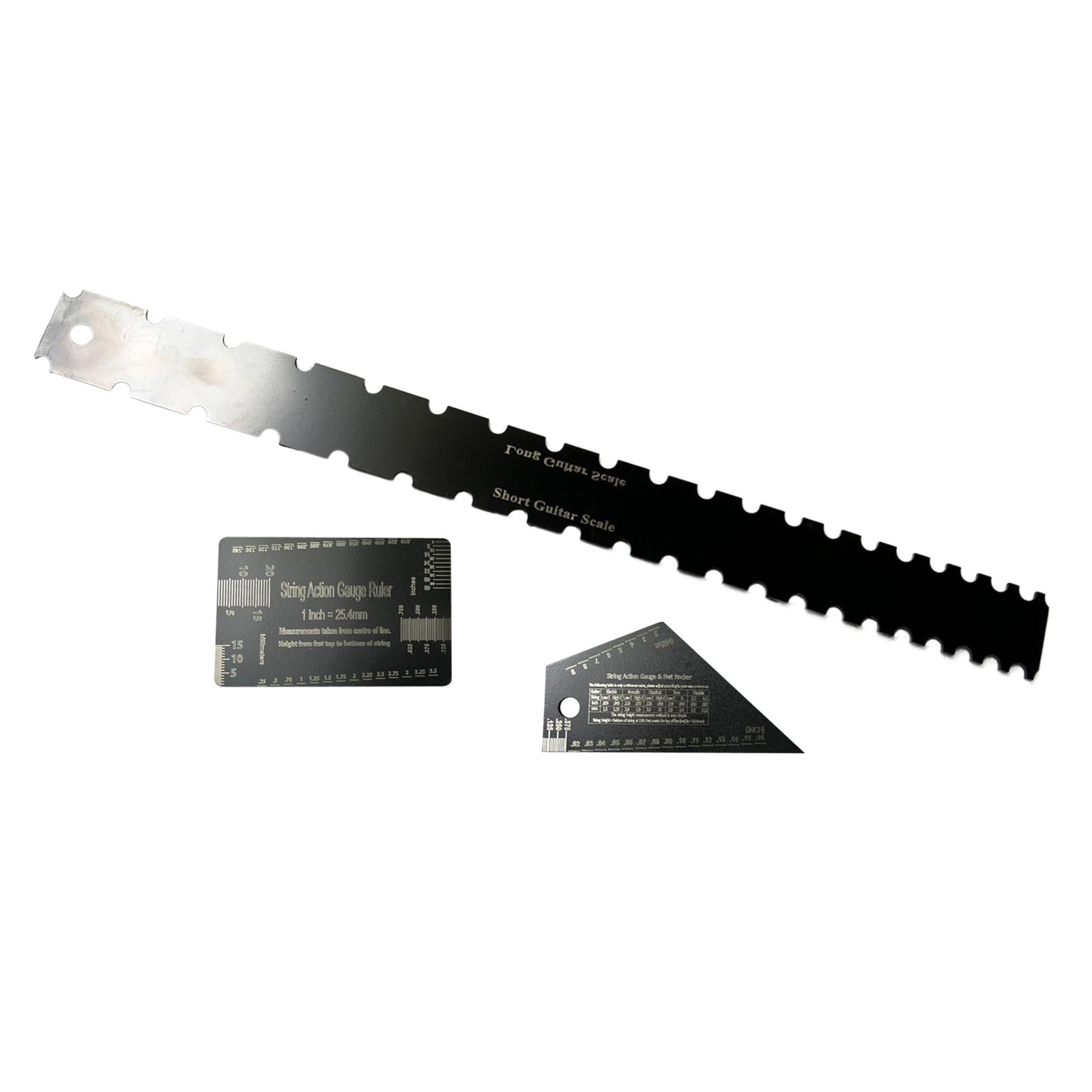 3 Pieces Guitar Neck Notched Straight Ruler Stainless Steel Fret Rocker